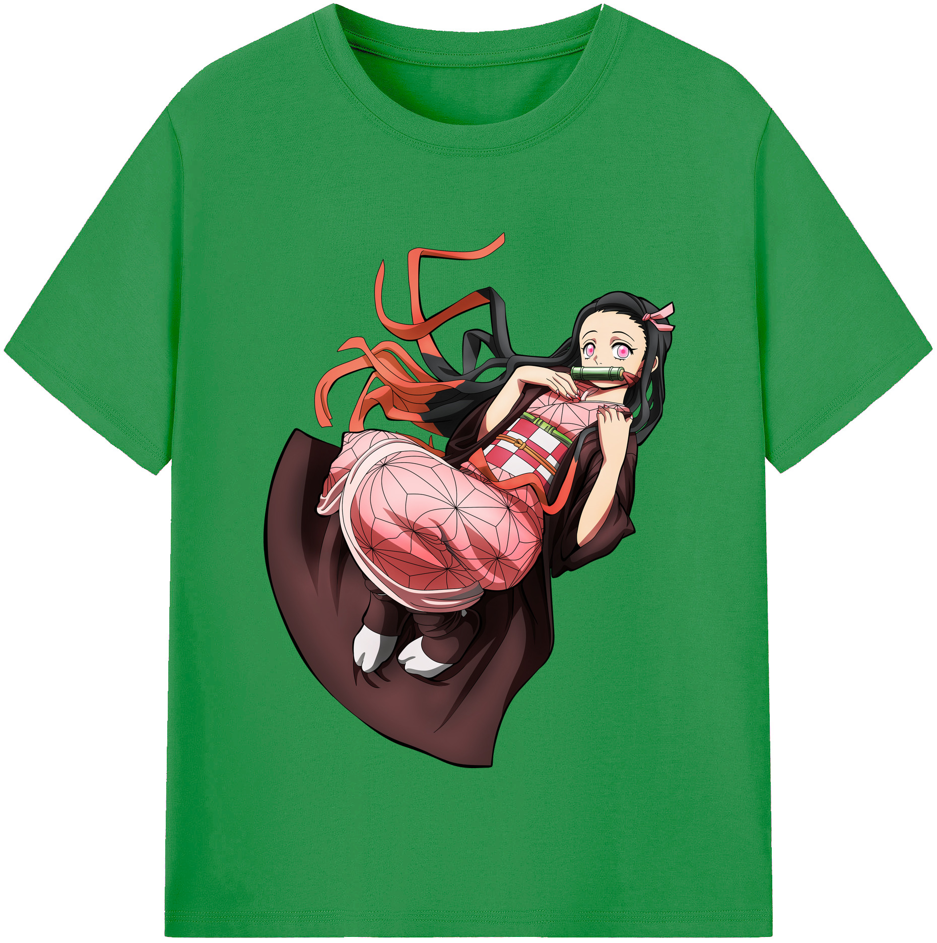 （画像用） 鬼滅の刃（きめつのやいば）竈門 禰󠄀豆子／かまど ねずこ Kamado Nezuko レディースカジュアルプリントTシャツ（綿100％）