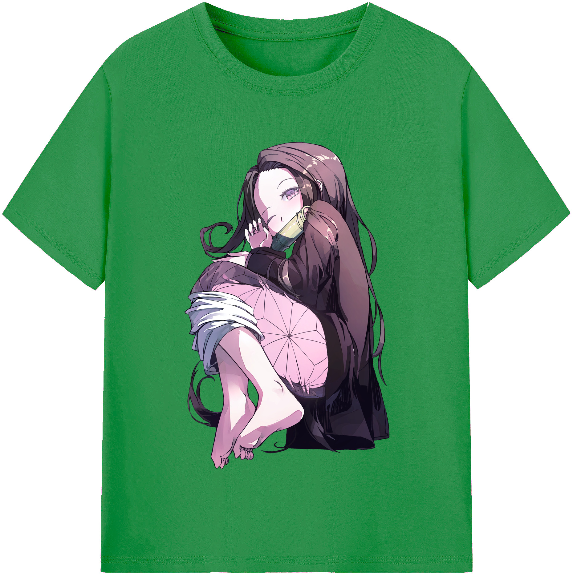 （画像用） 鬼滅の刃（きめつのやいば）竈門 禰󠄀豆子／かまど ねずこ Kamado Nezuko レディースカジュアルプリントTシャツ（綿100％）