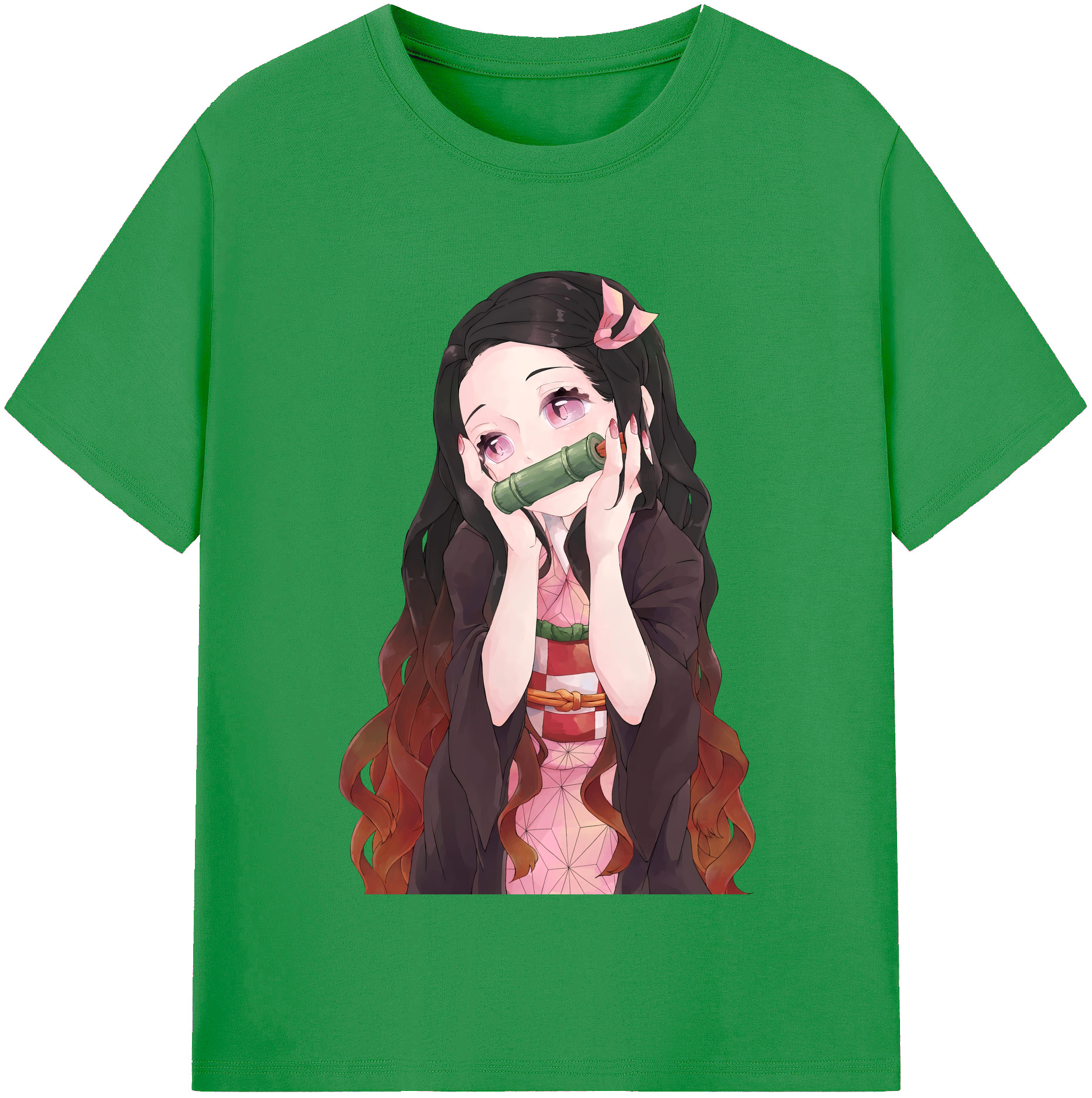 （画像用） 鬼滅の刃（きめつのやいば）竈門 禰󠄀豆子／かまど ねずこ Kamado Nezuko レディースカジュアルプリントTシャツ（綿100％）