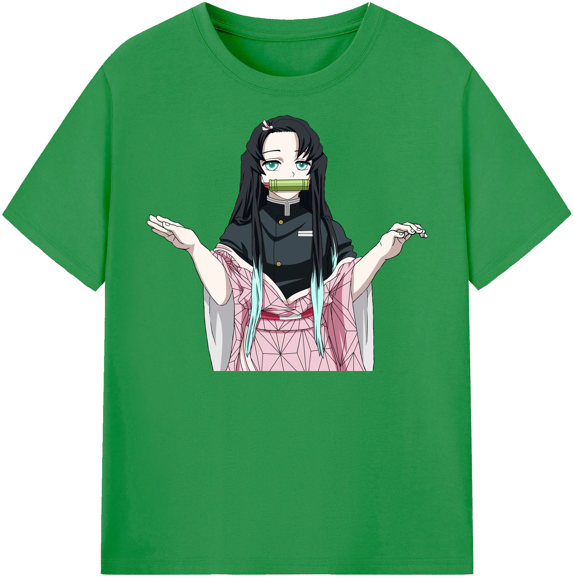 （画像用） 鬼滅の刃（きめつのやいば）竈門 禰󠄀豆子／かまど ねずこ Kamado Nezuko レディースカジュアルプリントTシャツ（綿100％）