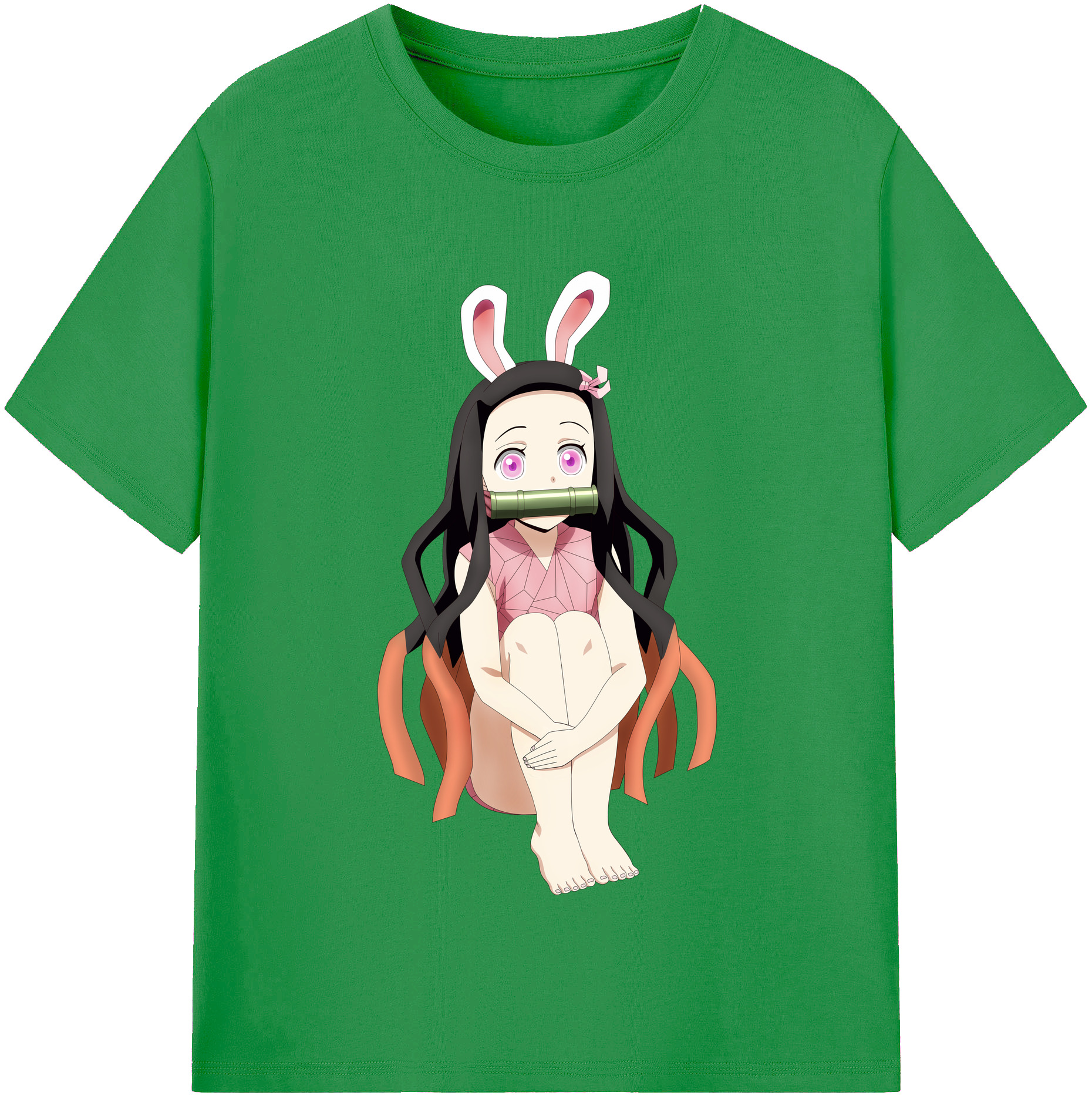 （画像用） 鬼滅の刃（きめつのやいば）竈門 禰󠄀豆子／かまど ねずこ Kamado Nezuko レディースカジュアルプリントTシャツ（綿100％）