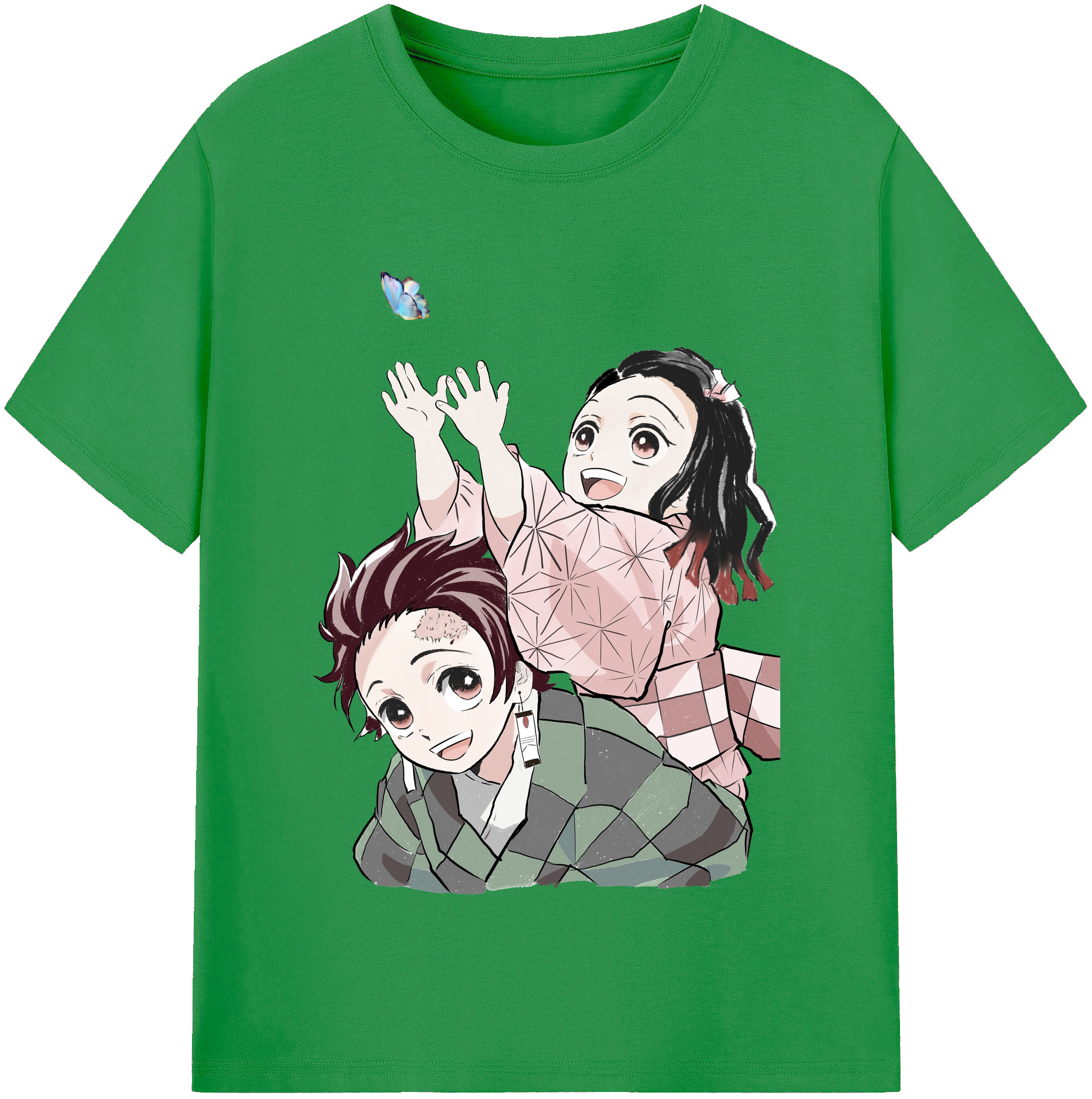 （画像用） 鬼滅の刃（きめつのやいば）竈門 禰󠄀豆子／かまど ねずこ Kamado Nezuko レディースカジュアルプリントTシャツ（綿100％）