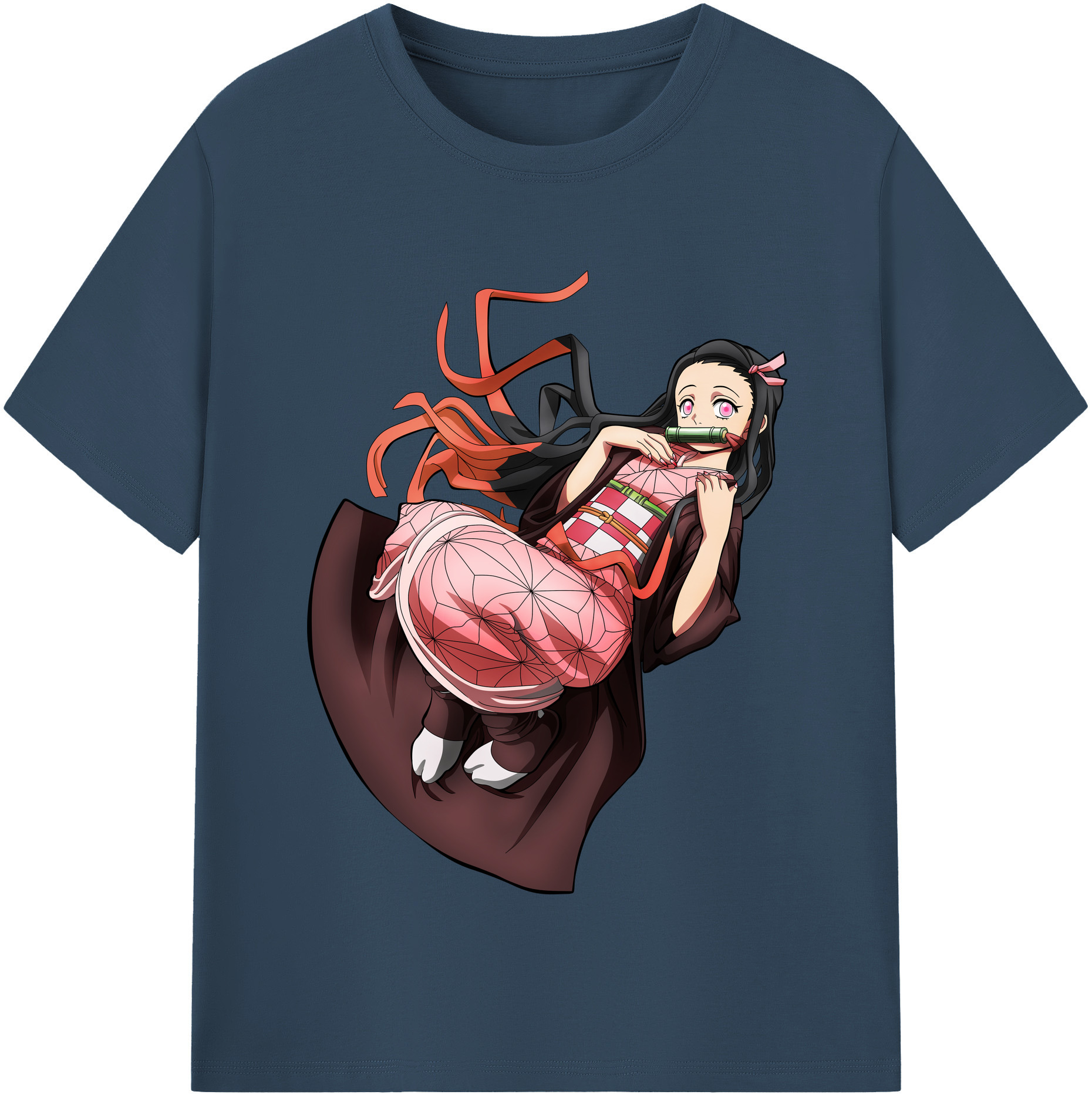 （画像用） 鬼滅の刃（きめつのやいば）竈門 禰󠄀豆子／かまど ねずこ Kamado Nezuko レディースカジュアルプリントTシャツ（綿100％）