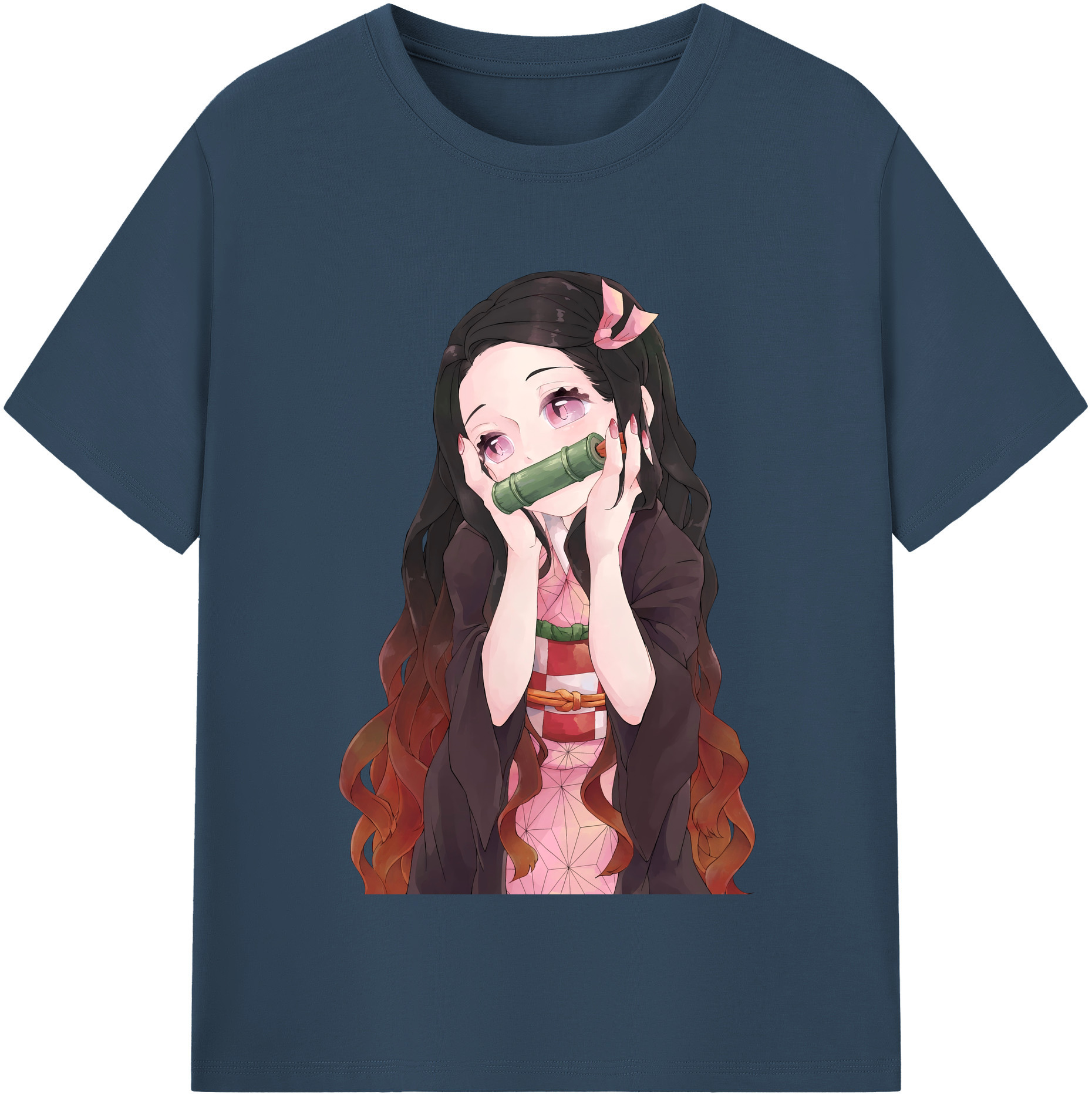 （画像用） 鬼滅の刃（きめつのやいば）竈門 禰󠄀豆子／かまど ねずこ Kamado Nezuko レディースカジュアルプリントTシャツ（綿100％）