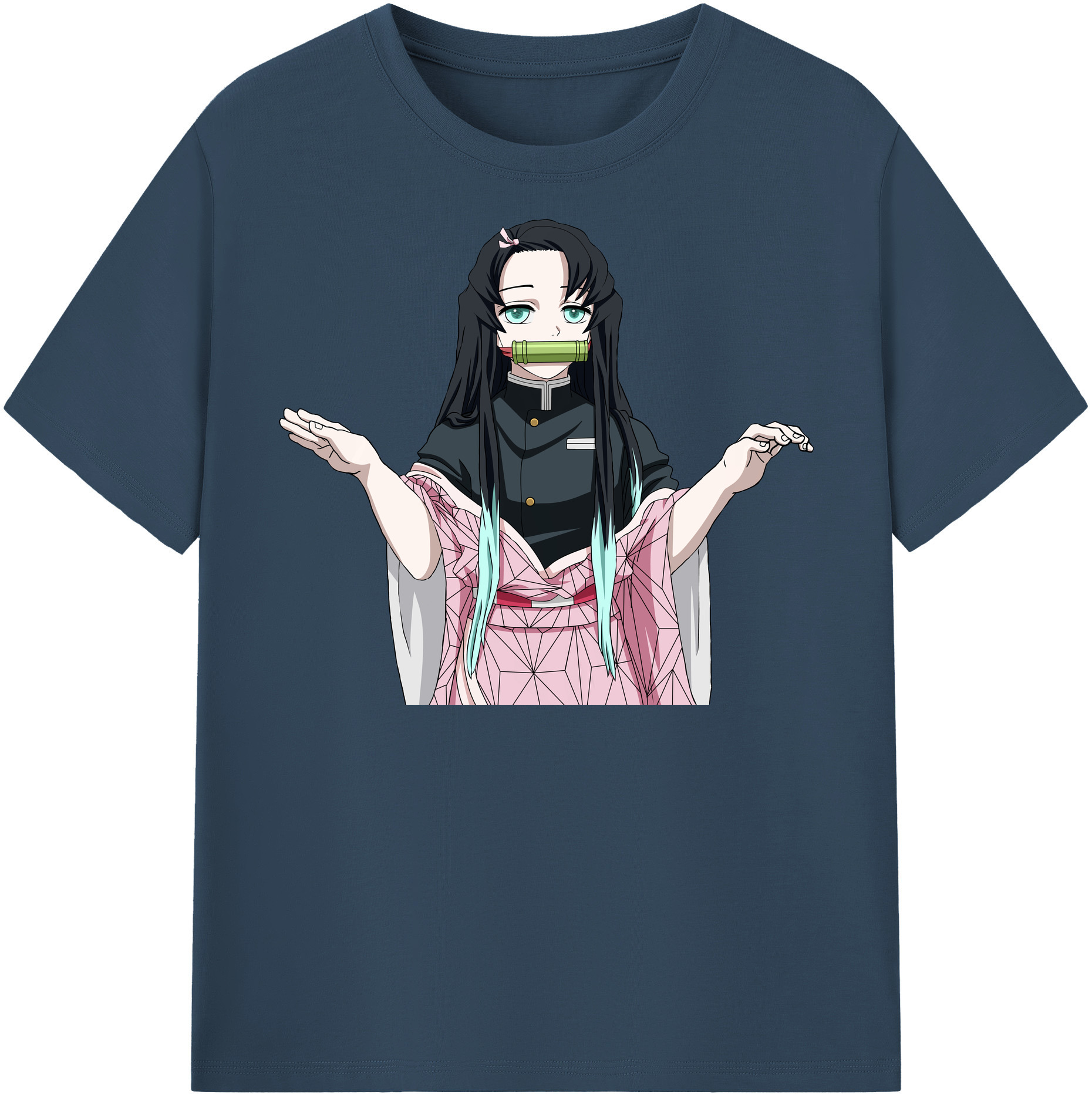 （画像用） 鬼滅の刃（きめつのやいば）竈門 禰󠄀豆子／かまど ねずこ Kamado Nezuko レディースカジュアルプリントTシャツ（綿100％）
