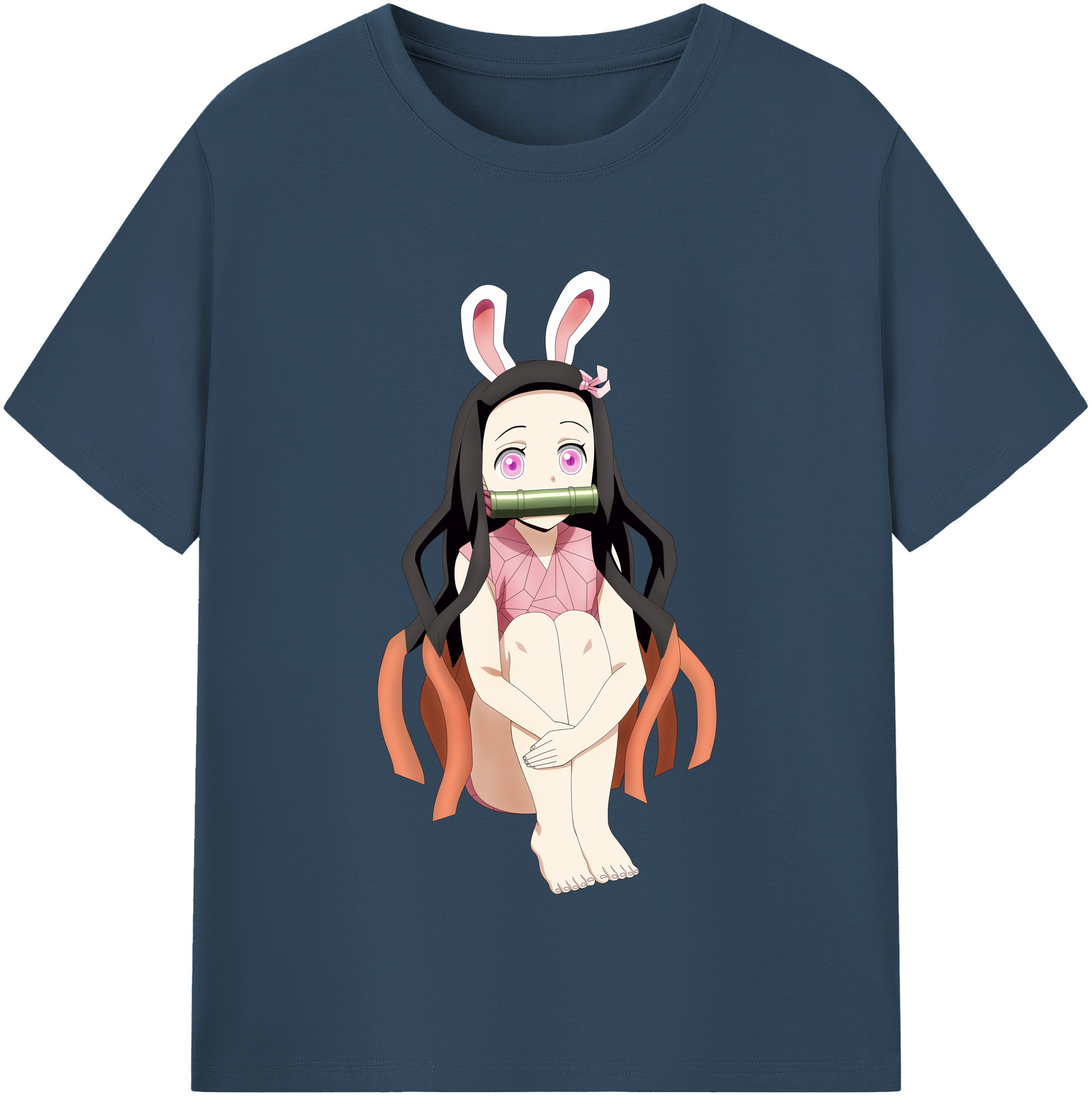 （画像用） 鬼滅の刃（きめつのやいば）竈門 禰󠄀豆子／かまど ねずこ Kamado Nezuko レディースカジュアルプリントTシャツ（綿100％）