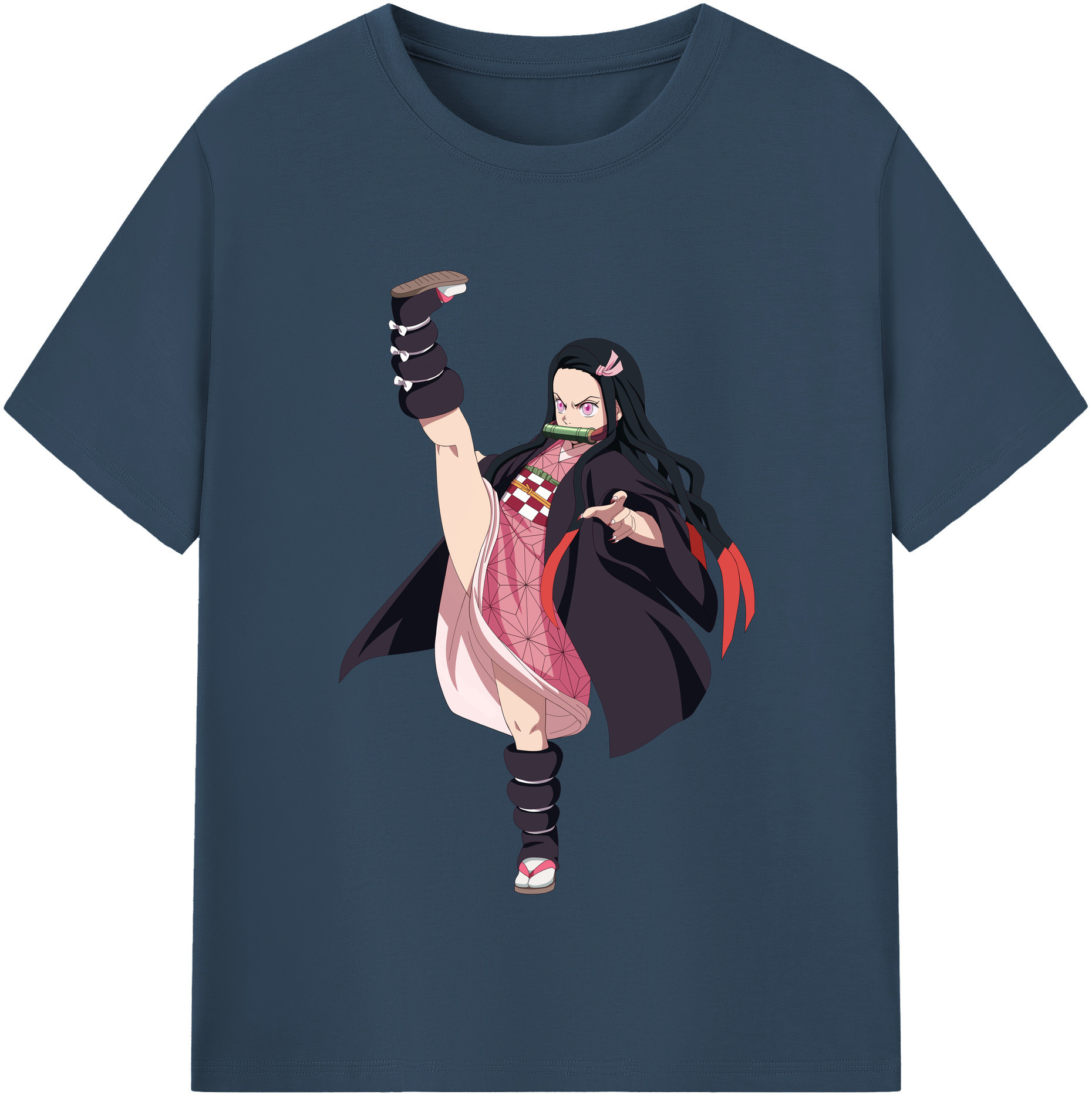 （画像用） 鬼滅の刃（きめつのやいば）竈門 禰󠄀豆子／かまど ねずこ Kamado Nezuko レディースカジュアルプリントTシャツ（綿100％）