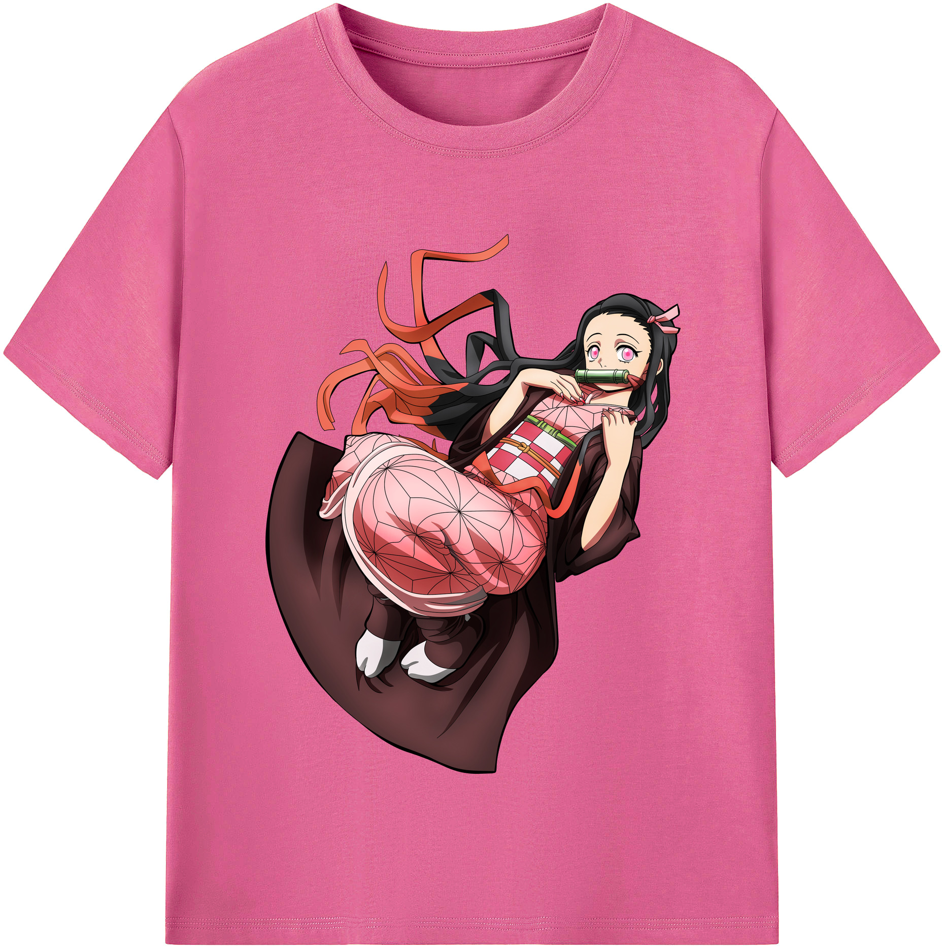 （画像用） 鬼滅の刃（きめつのやいば）竈門 禰󠄀豆子／かまど ねずこ Kamado Nezuko レディースカジュアルプリントTシャツ（綿100％）
