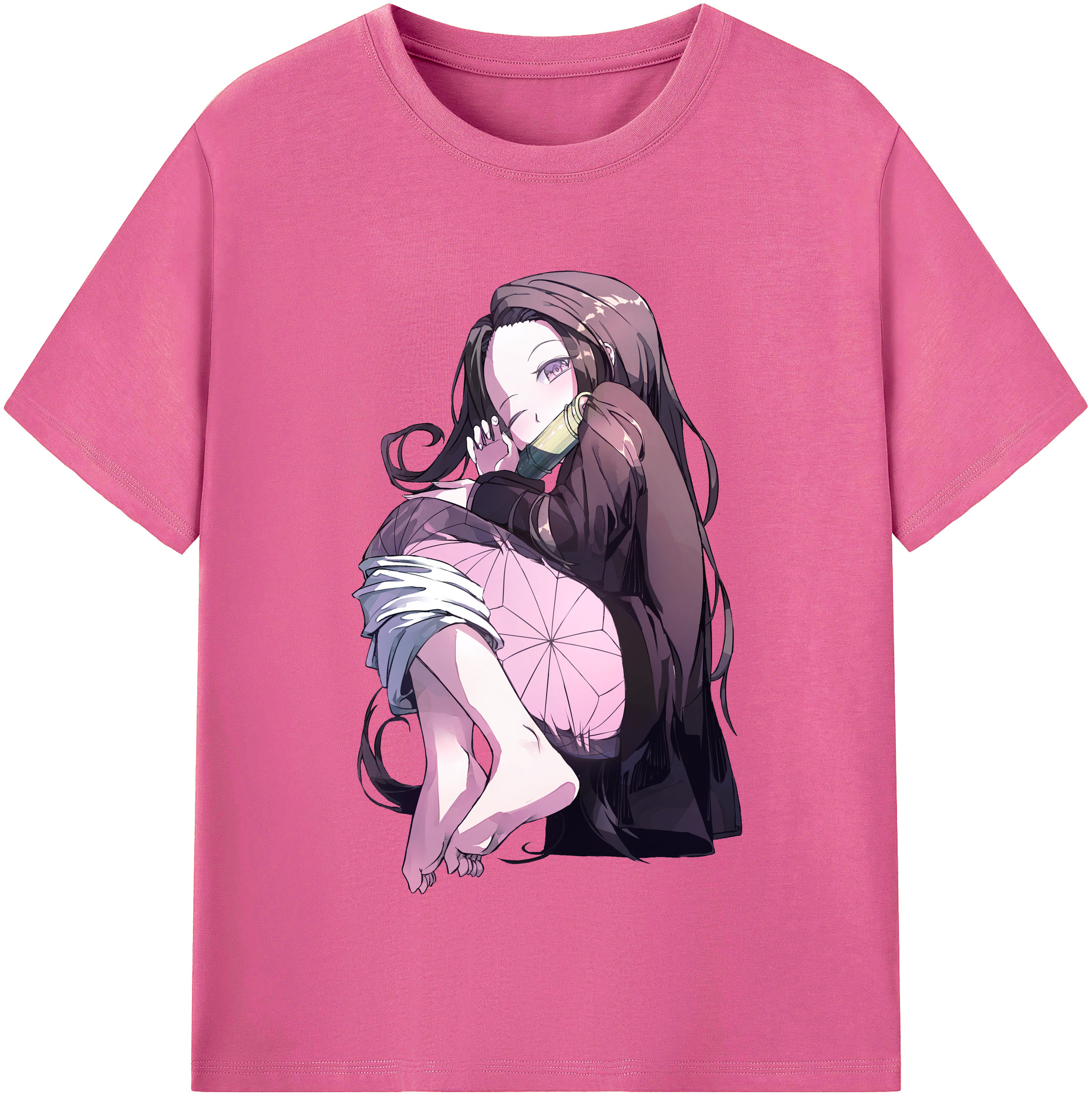 （画像用） 鬼滅の刃（きめつのやいば）竈門 禰󠄀豆子／かまど ねずこ Kamado Nezuko レディースカジュアルプリントTシャツ（綿100％）