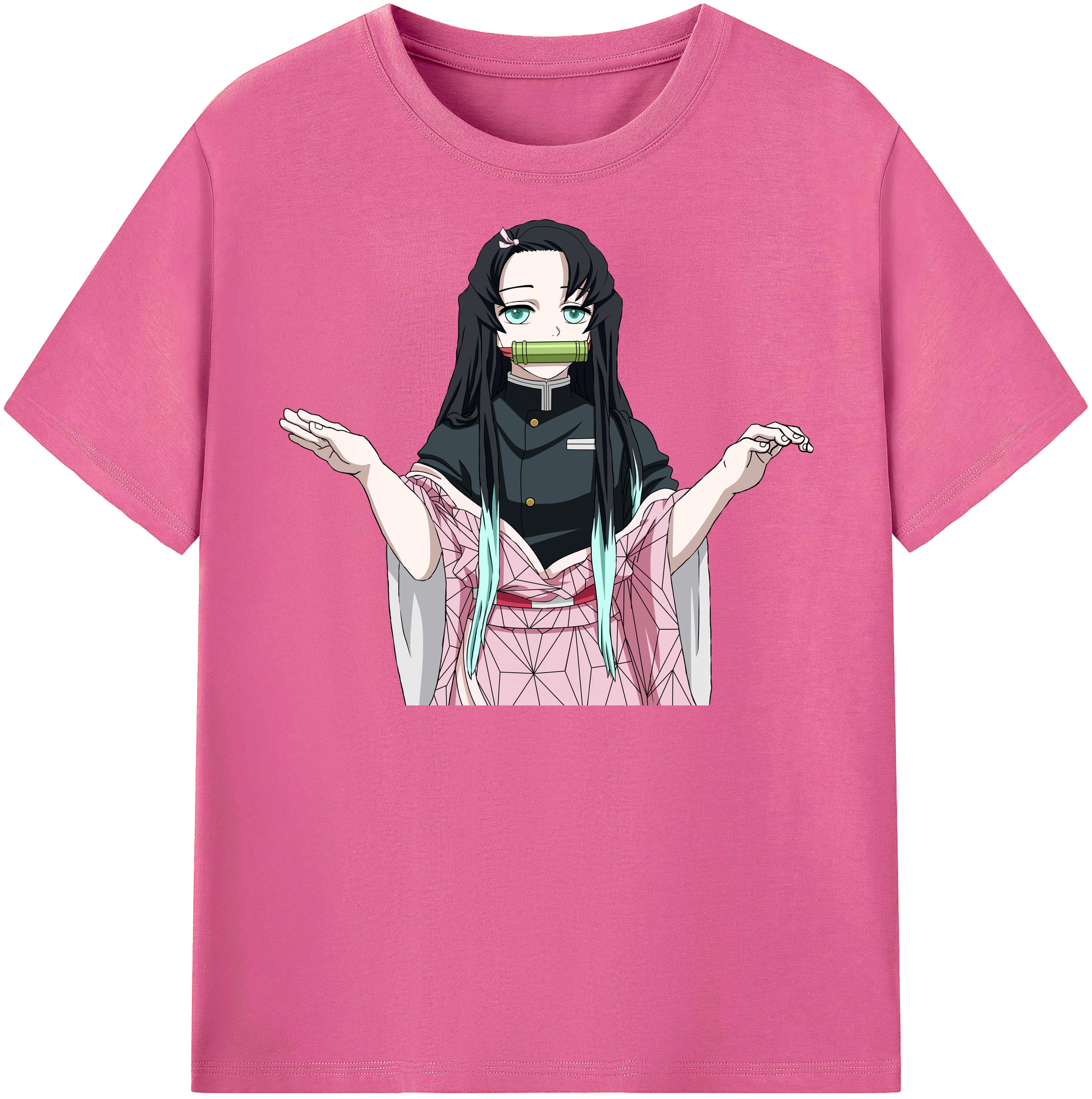 （画像用） 鬼滅の刃（きめつのやいば）竈門 禰󠄀豆子／かまど ねずこ Kamado Nezuko レディースカジュアルプリントTシャツ（綿100％）