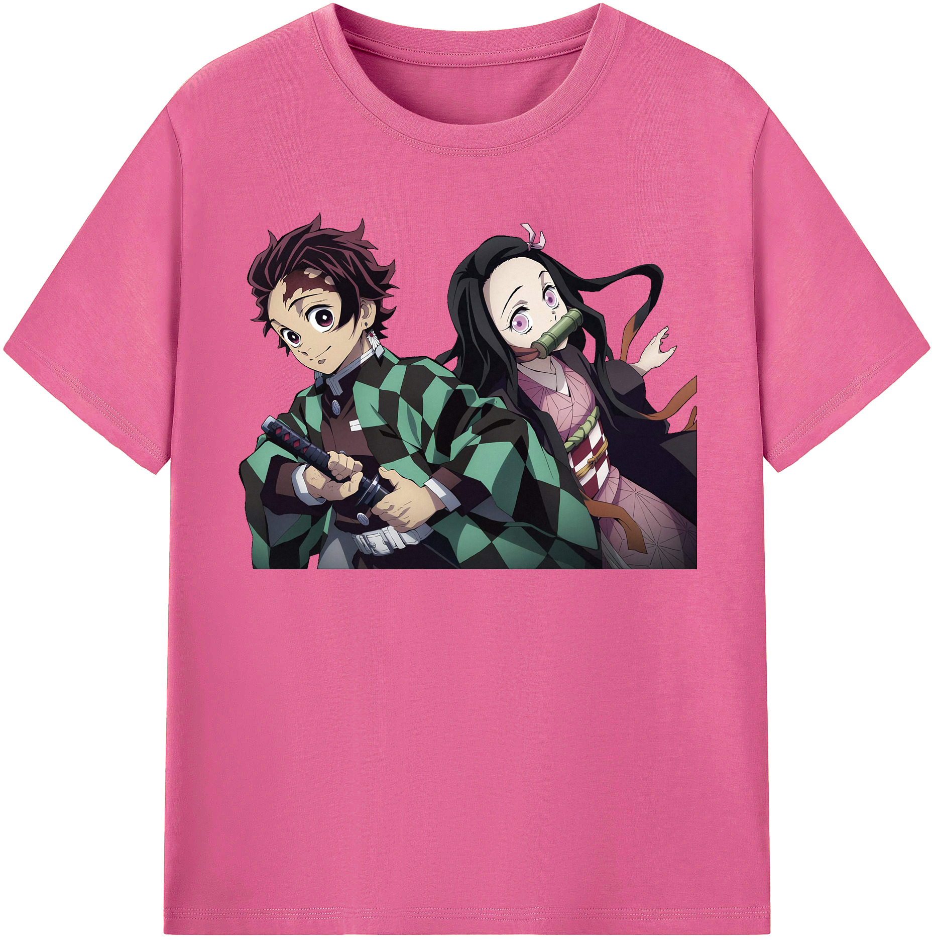 （画像用） 鬼滅の刃（きめつのやいば）竈門 禰󠄀豆子／かまど ねずこ Kamado Nezuko レディースカジュアルプリントTシャツ（綿100％）