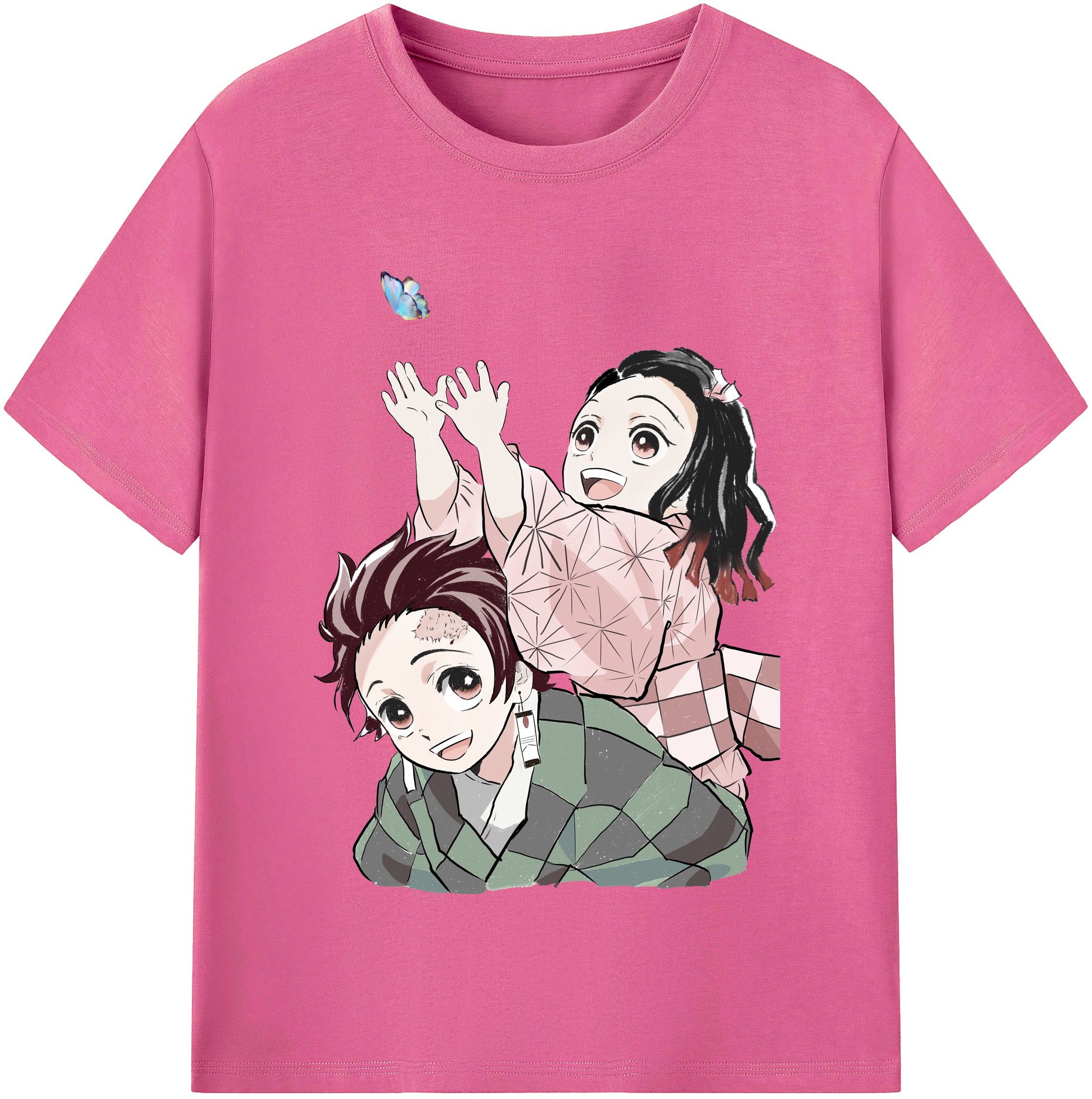（画像用） 鬼滅の刃（きめつのやいば）竈門 禰󠄀豆子／かまど ねずこ Kamado Nezuko レディースカジュアルプリントTシャツ（綿100％）