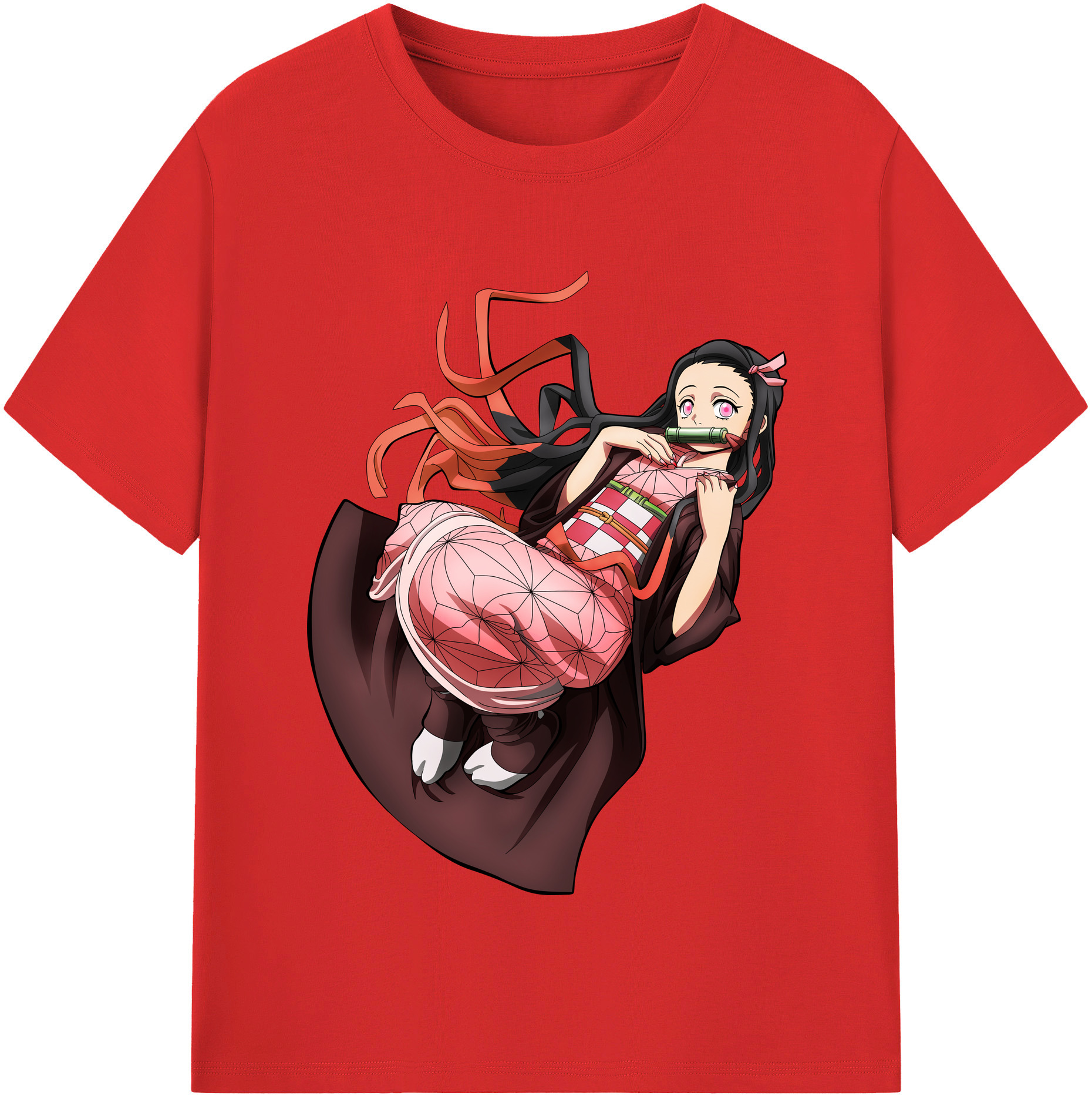 （画像用） 鬼滅の刃（きめつのやいば）竈門 禰󠄀豆子／かまど ねずこ Kamado Nezuko レディースカジュアルプリントTシャツ（綿100％）