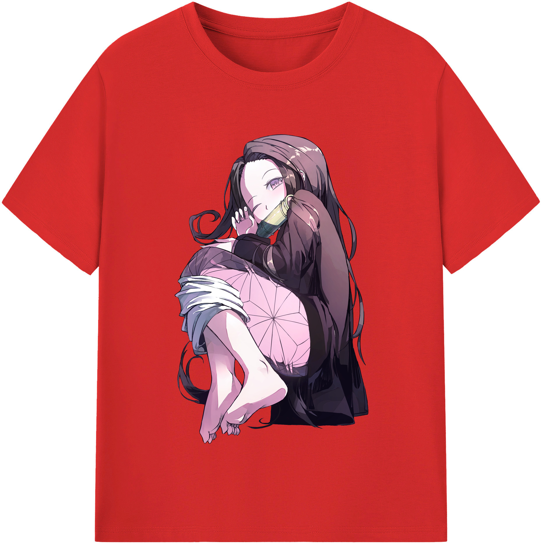 （画像用） 鬼滅の刃（きめつのやいば）竈門 禰󠄀豆子／かまど ねずこ Kamado Nezuko レディースカジュアルプリントTシャツ（綿100％）