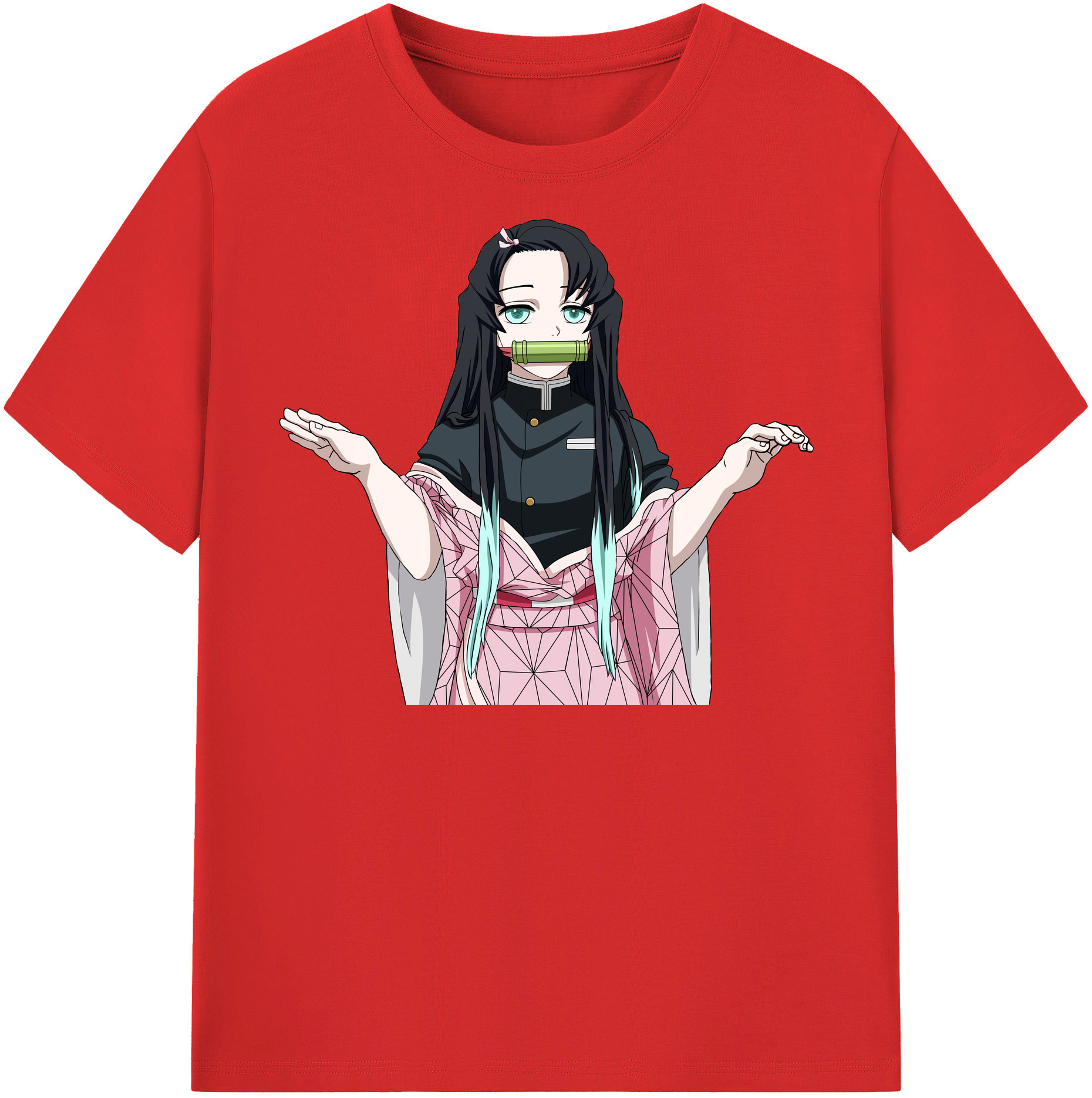 （画像用） 鬼滅の刃（きめつのやいば）竈門 禰󠄀豆子／かまど ねずこ Kamado Nezuko レディースカジュアルプリントTシャツ（綿100％）