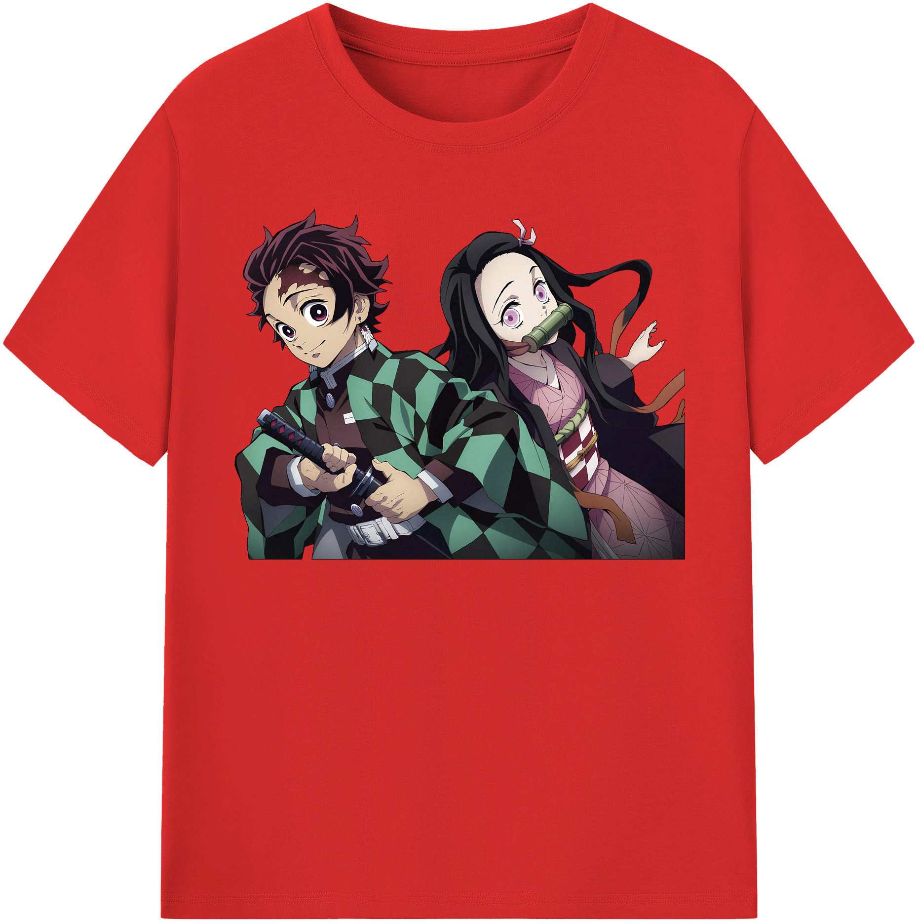 （画像用） 鬼滅の刃（きめつのやいば）竈門 禰󠄀豆子／かまど ねずこ Kamado Nezuko レディースカジュアルプリントTシャツ（綿100％）