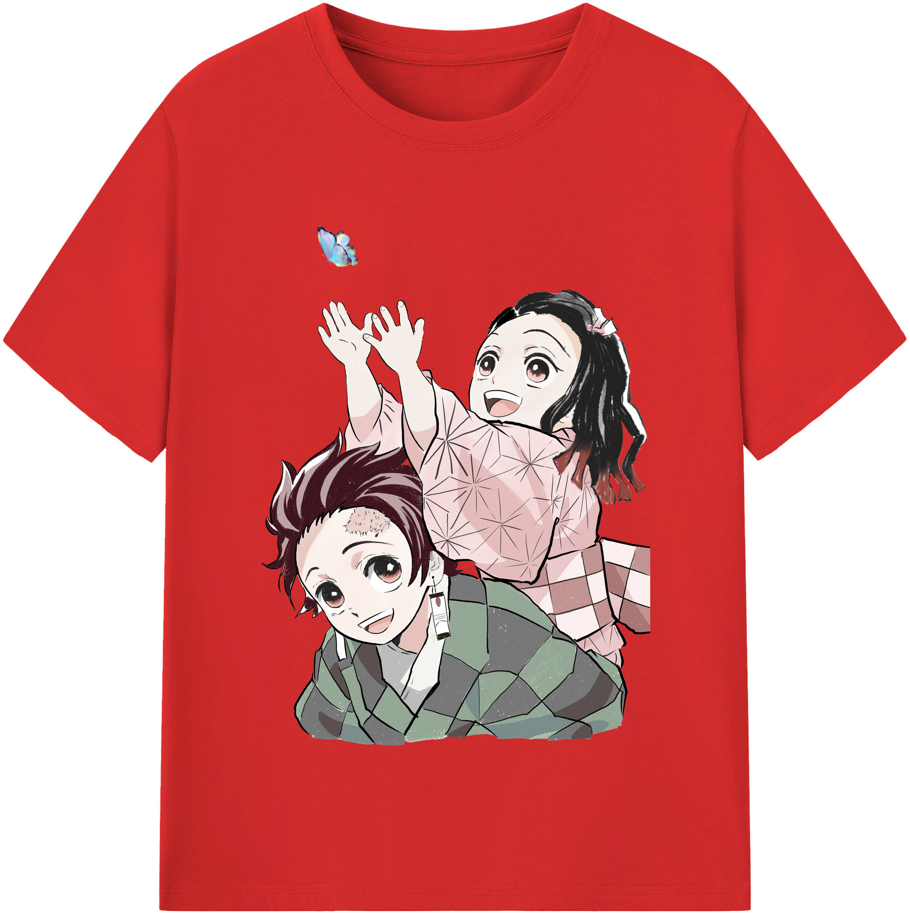 （画像用） 鬼滅の刃（きめつのやいば）竈門 禰󠄀豆子／かまど ねずこ Kamado Nezuko レディースカジュアルプリントTシャツ（綿100％）