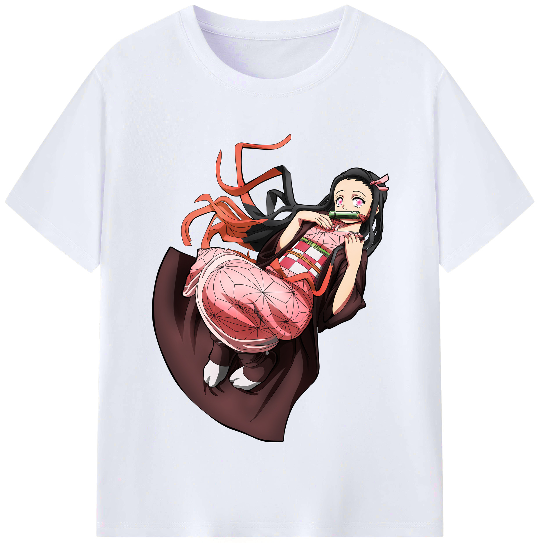 （画像用） 鬼滅の刃（きめつのやいば）竈門 禰󠄀豆子／かまど ねずこ Kamado Nezuko レディースカジュアルプリントTシャツ（綿100％）