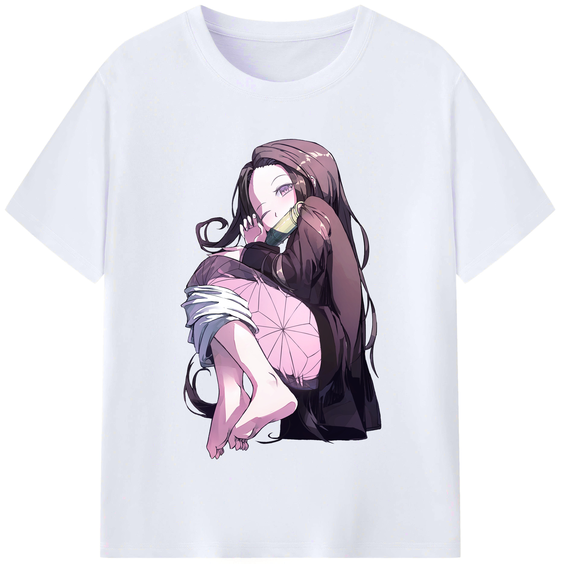 （画像用） 鬼滅の刃（きめつのやいば）竈門 禰󠄀豆子／かまど ねずこ Kamado Nezuko レディースカジュアルプリントTシャツ（綿100％）
