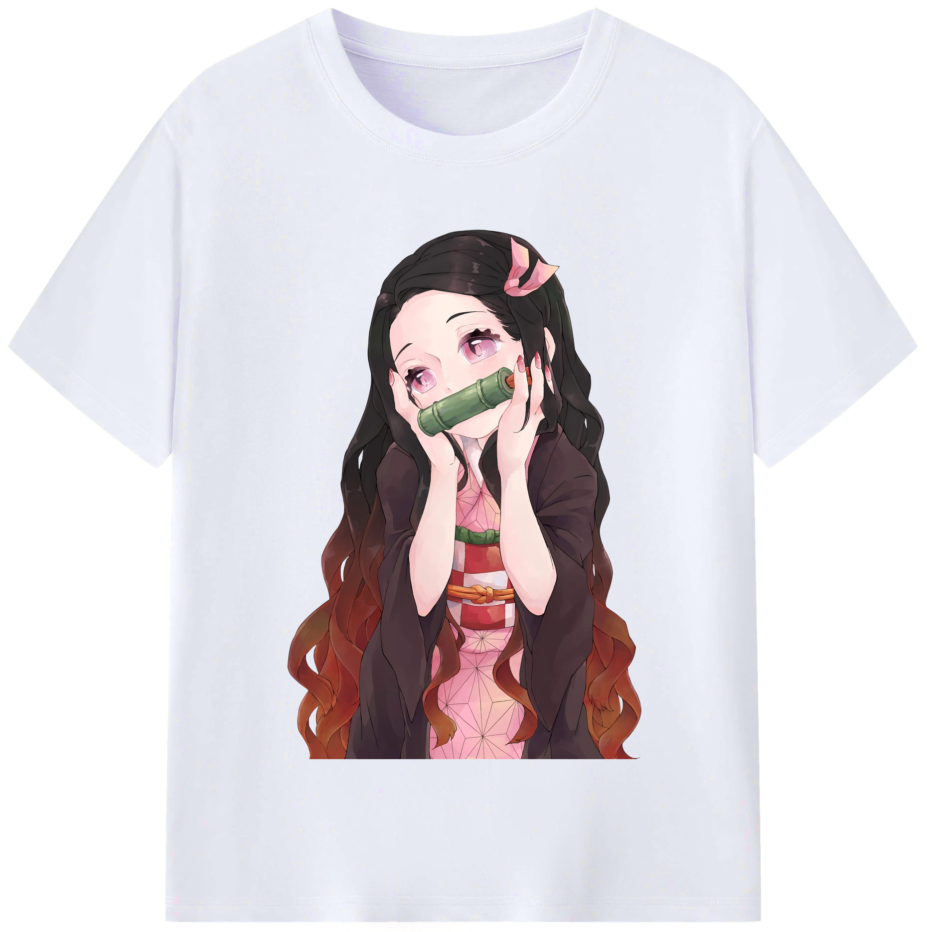 （画像用） 鬼滅の刃（きめつのやいば）竈門 禰󠄀豆子／かまど ねずこ Kamado Nezuko レディースカジュアルプリントTシャツ（綿100％）