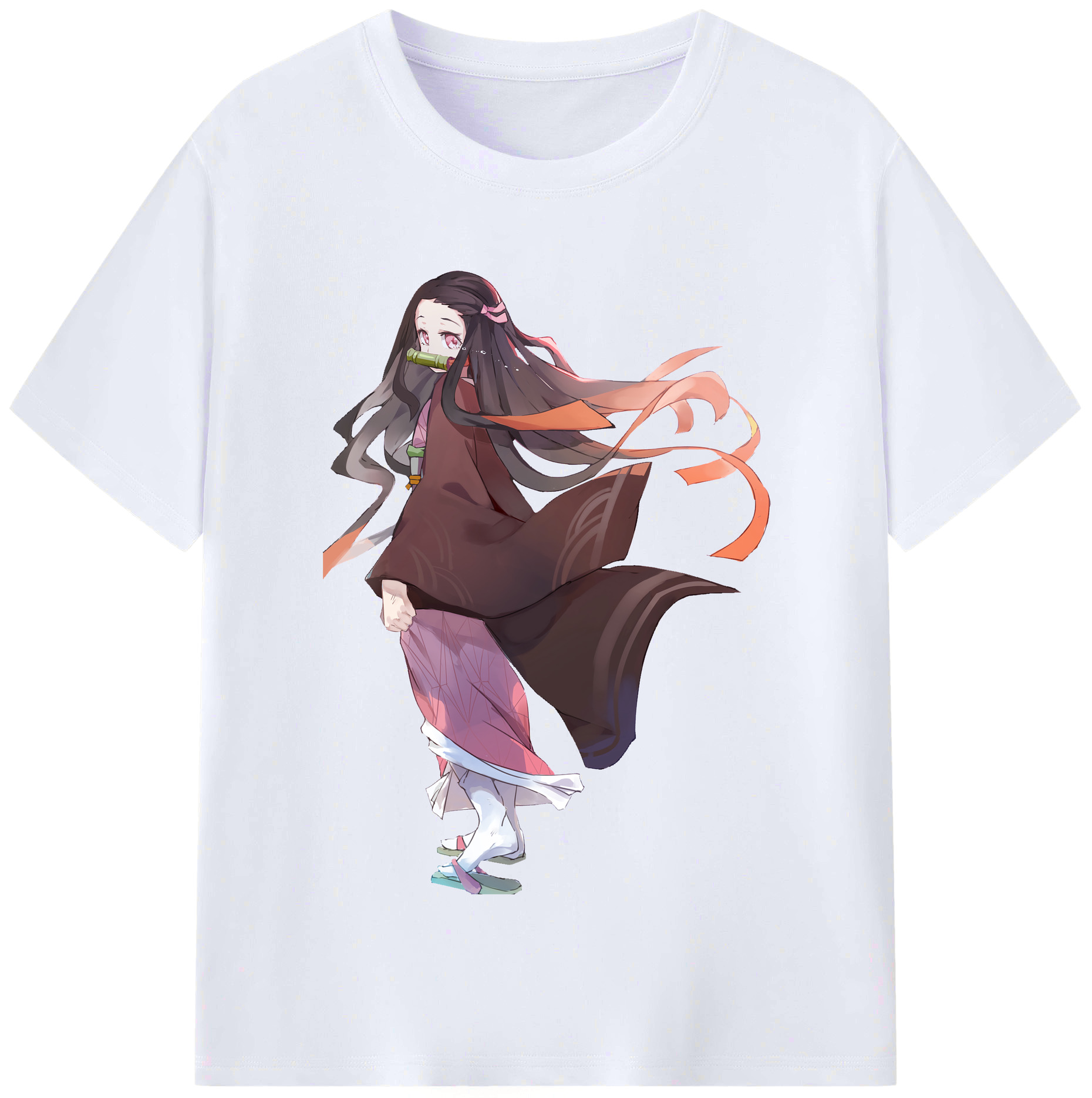 （画像用） 鬼滅の刃（きめつのやいば）竈門 禰󠄀豆子／かまど ねずこ Kamado Nezuko レディースカジュアルプリントTシャツ（綿100％）