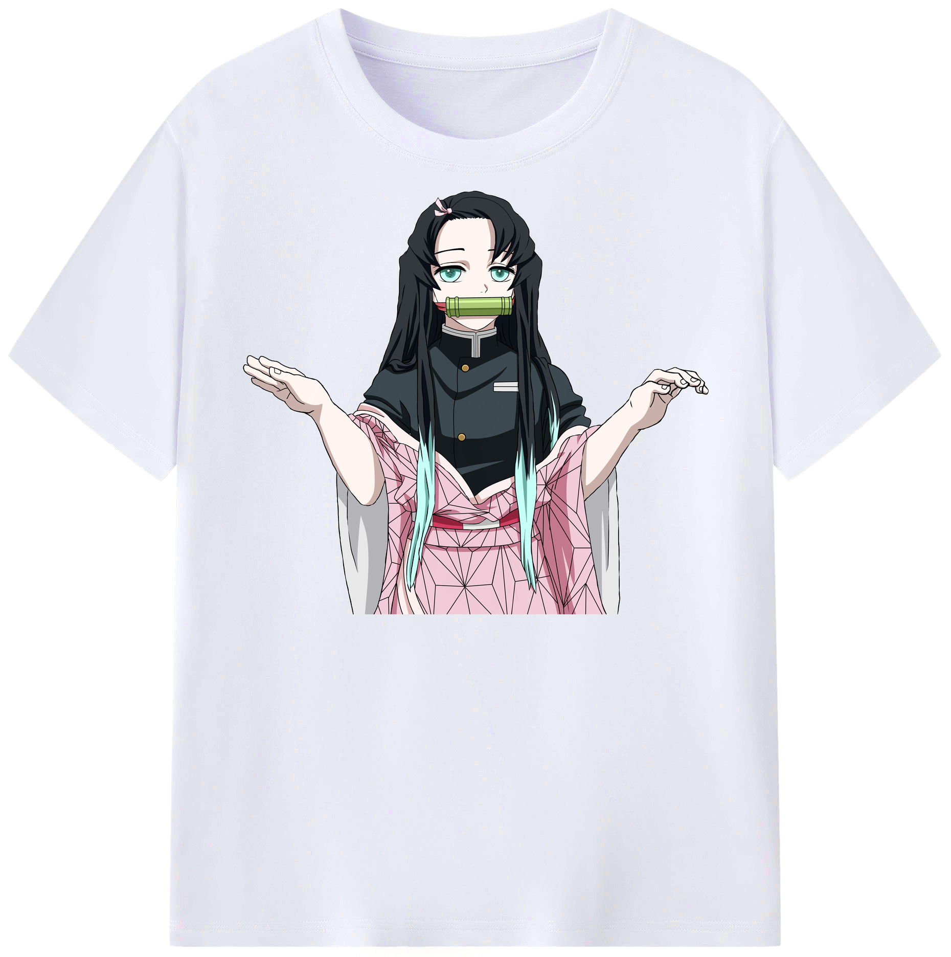 （画像用） 鬼滅の刃（きめつのやいば）竈門 禰󠄀豆子／かまど ねずこ Kamado Nezuko レディースカジュアルプリントTシャツ（綿100％）
