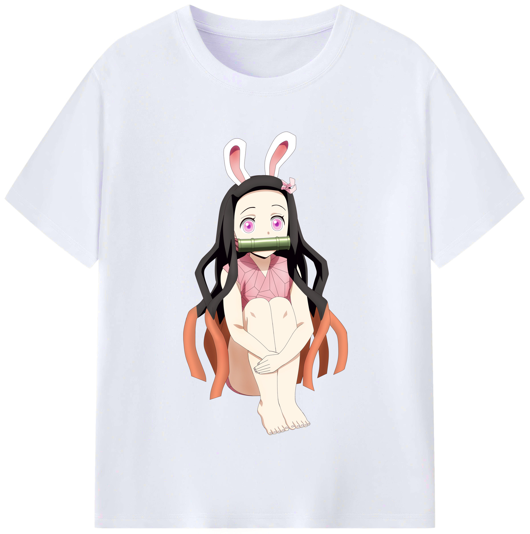 （画像用） 鬼滅の刃（きめつのやいば）竈門 禰󠄀豆子／かまど ねずこ Kamado Nezuko レディースカジュアルプリントTシャツ（綿100％）