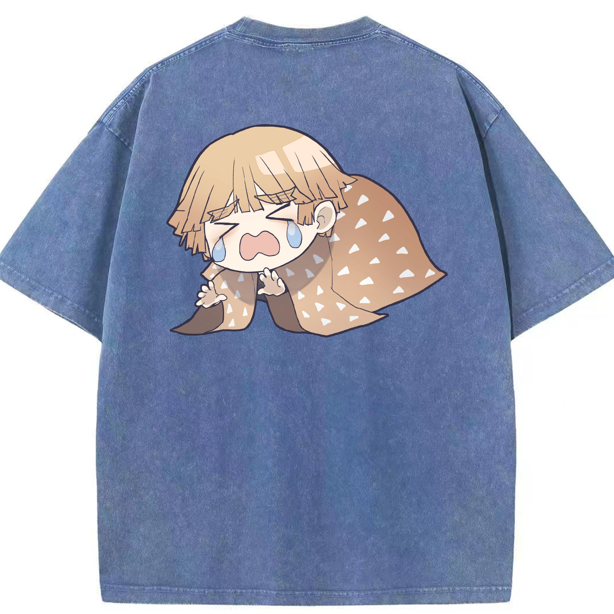 （画像用） 鬼滅の刃（きめつのやいば）我妻 善逸／あがつま ぜんいつ Agatsuma Zenitsu 綿100% ヴィンテージ風 半袖Tシャツ（背面プリント）