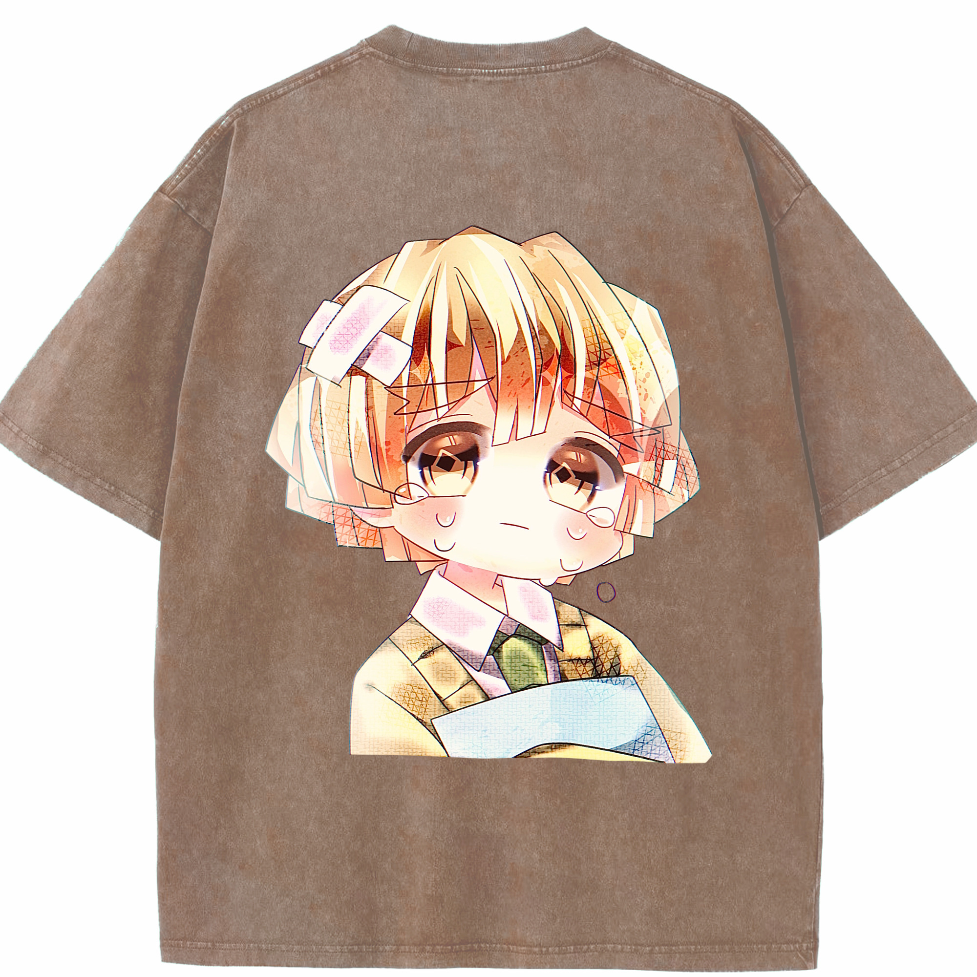 （画像用） 鬼滅の刃（きめつのやいば）我妻 善逸／あがつま ぜんいつ Agatsuma Zenitsu 綿100% ヴィンテージ風 半袖Tシャツ（背面プリント）