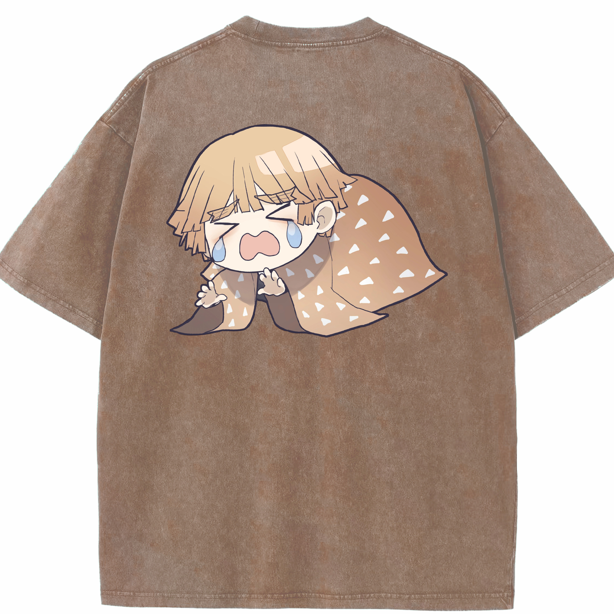 （画像用） 鬼滅の刃（きめつのやいば）我妻 善逸／あがつま ぜんいつ Agatsuma Zenitsu 綿100% ヴィンテージ風 半袖Tシャツ（背面プリント）