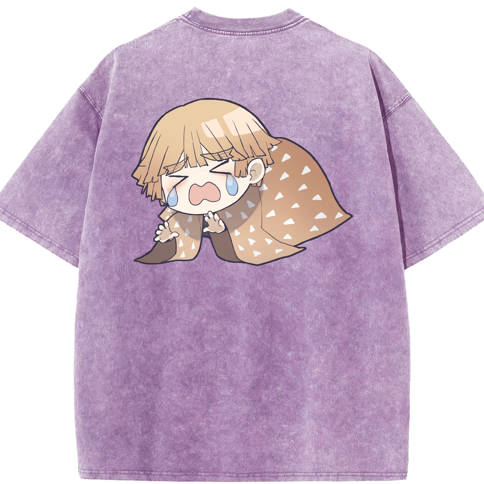 （画像用） 鬼滅の刃（きめつのやいば）我妻 善逸／あがつま ぜんいつ Agatsuma Zenitsu 綿100% ヴィンテージ風 半袖Tシャツ（背面プリント）