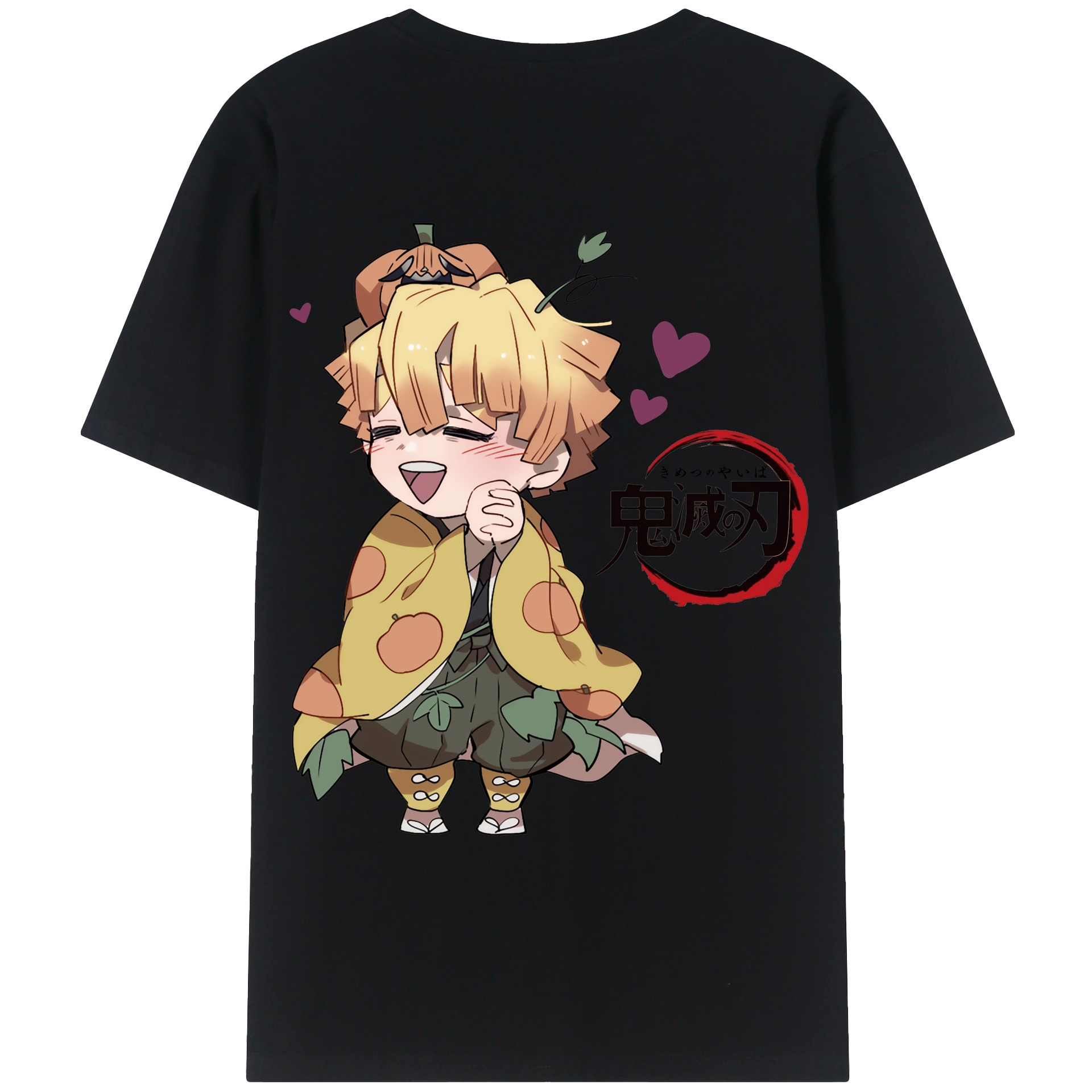 （画像用） 鬼滅の刃（きめつのやいば）我妻 善逸／あがつま ぜんいつ Agatsuma Zenitsu 綿100％ メンズ半袖Tシャツ（バックプリント） 通気性