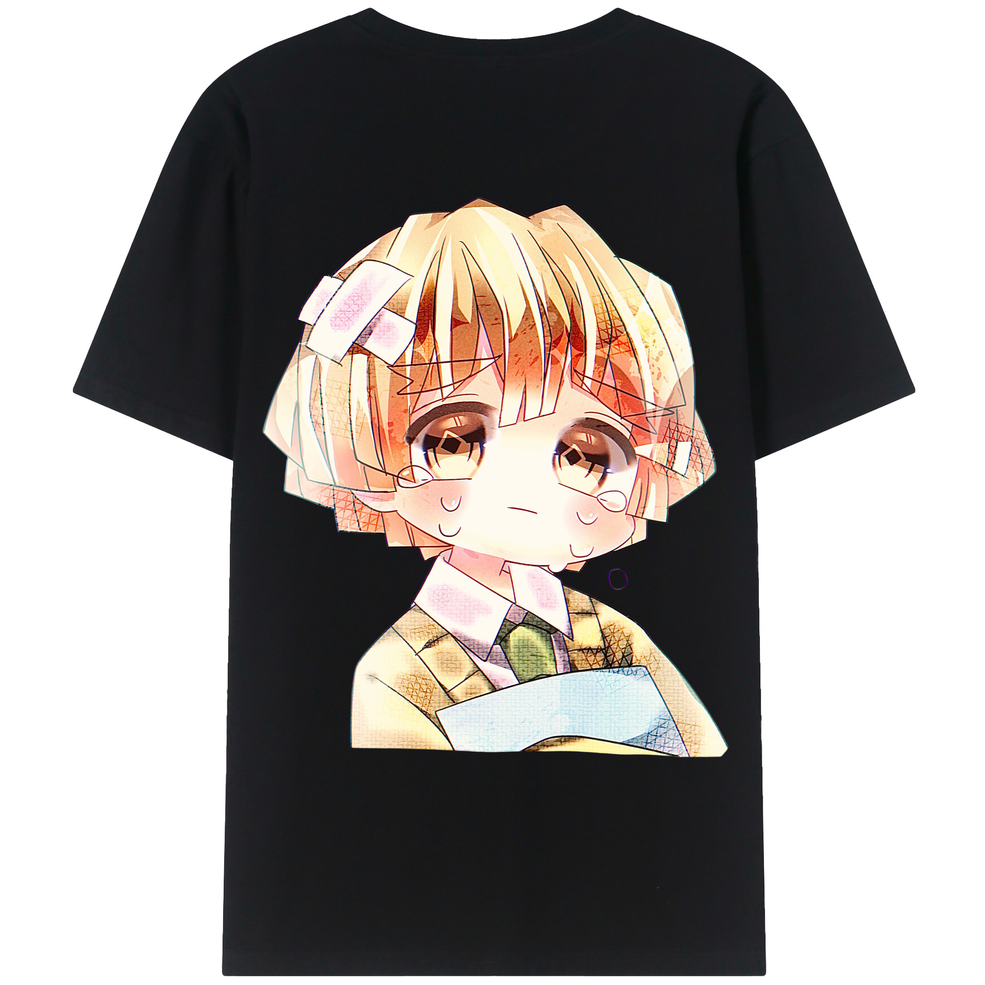 （画像用） 鬼滅の刃（きめつのやいば）我妻 善逸／あがつま ぜんいつ Agatsuma Zenitsu 綿100％ メンズ半袖Tシャツ（バックプリント） 通気性