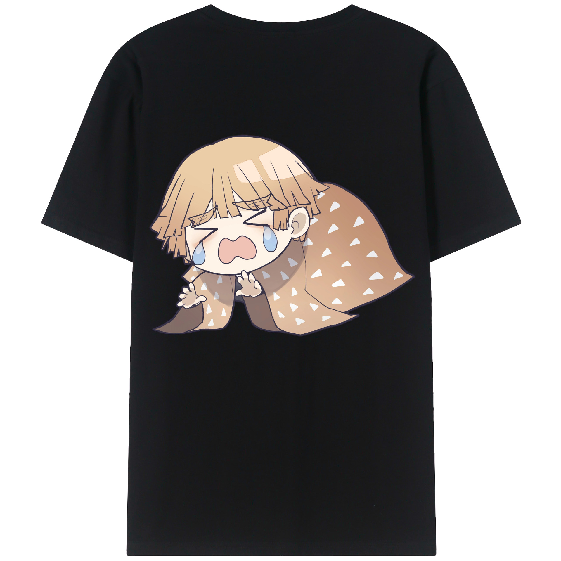 （画像用） 鬼滅の刃（きめつのやいば）我妻 善逸／あがつま ぜんいつ Agatsuma Zenitsu 綿100％ メンズ半袖Tシャツ（バックプリント） 通気性