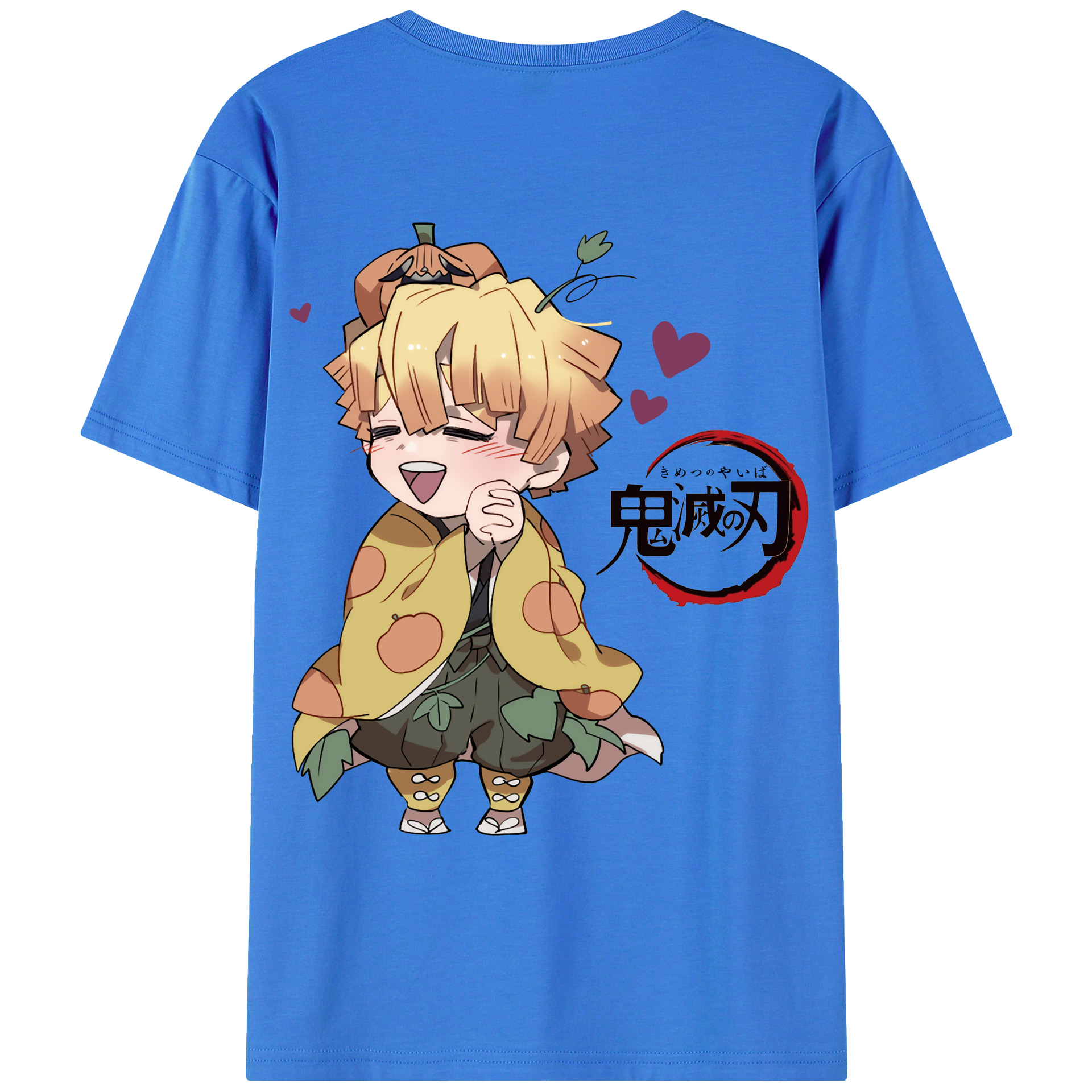 （画像用） 鬼滅の刃（きめつのやいば）我妻 善逸／あがつま ぜんいつ Agatsuma Zenitsu 綿100％ メンズ半袖Tシャツ（バックプリント） 通気性