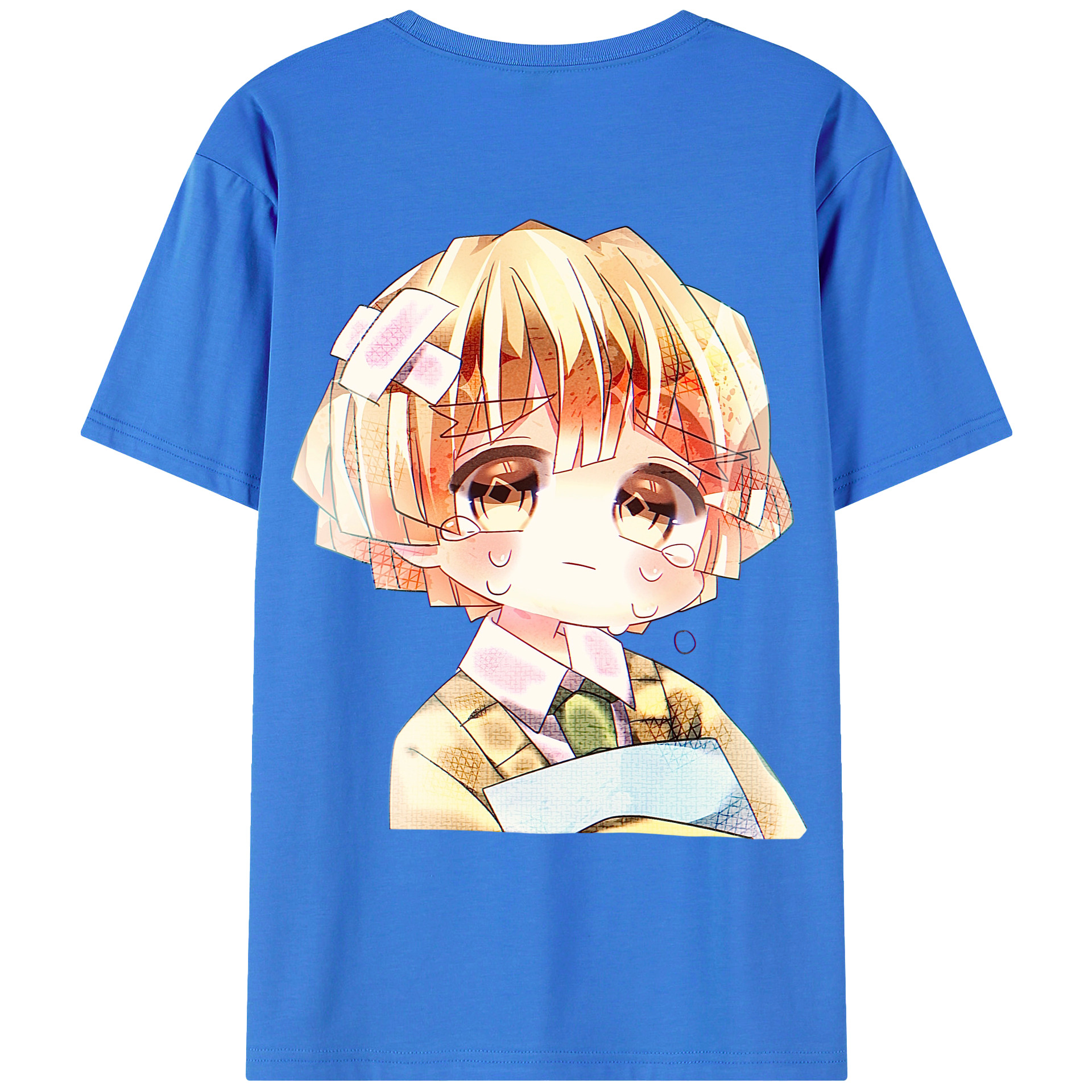 （画像用） 鬼滅の刃（きめつのやいば）我妻 善逸／あがつま ぜんいつ Agatsuma Zenitsu 綿100％ メンズ半袖Tシャツ（バックプリント） 通気性