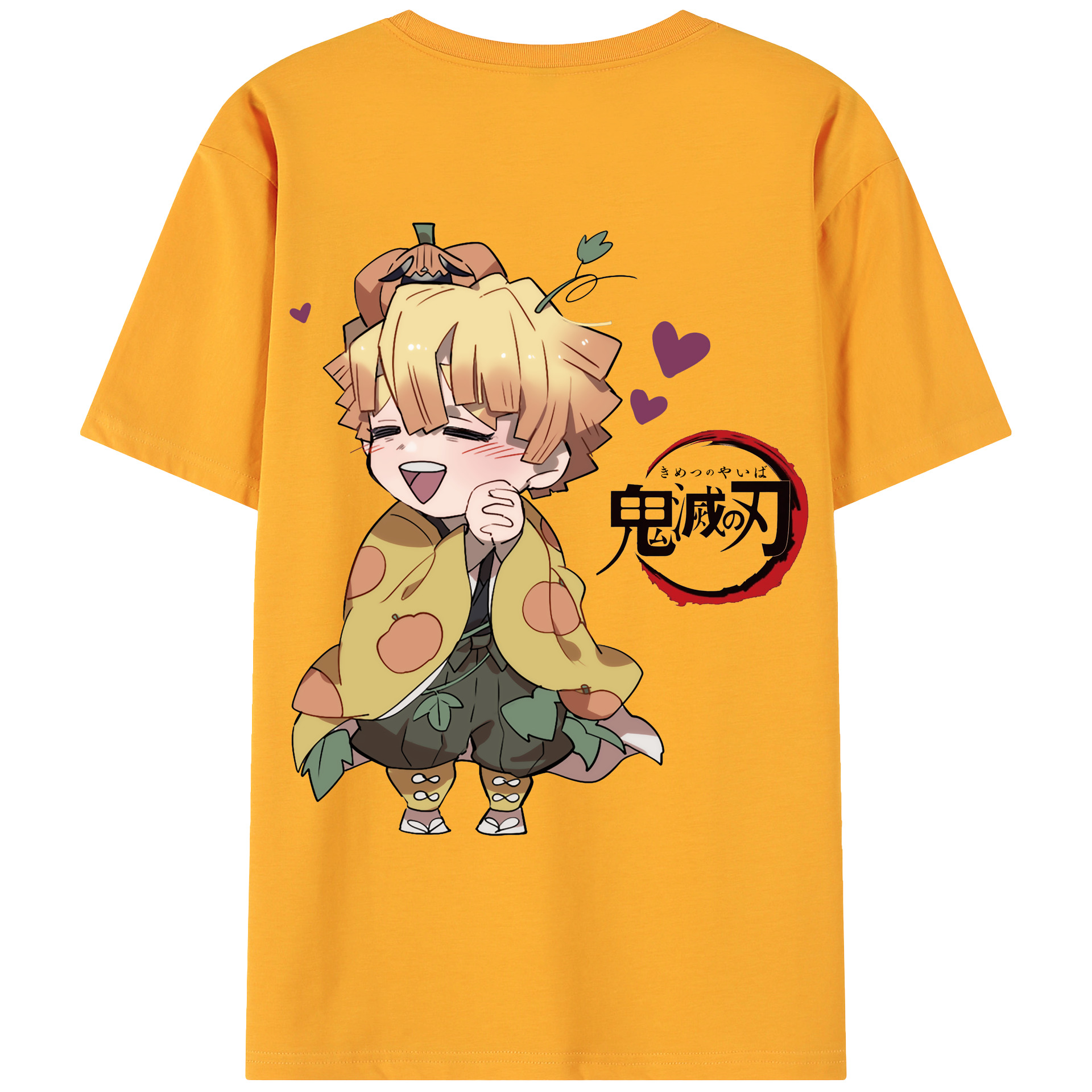 （画像用） 鬼滅の刃（きめつのやいば）我妻 善逸／あがつま ぜんいつ Agatsuma Zenitsu 綿100％ メンズ半袖Tシャツ（バックプリント） 通気性