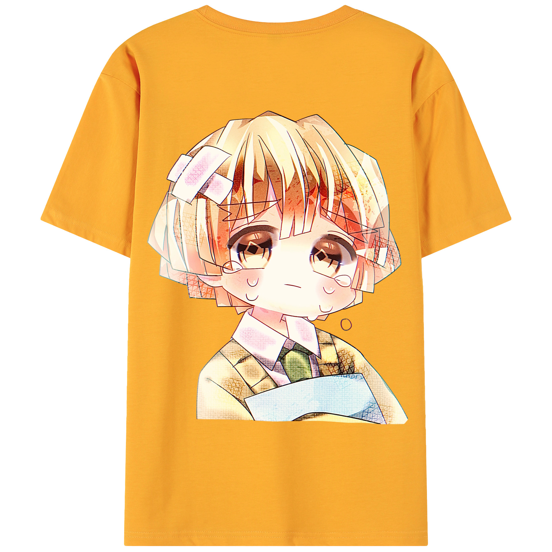 （画像用） 鬼滅の刃（きめつのやいば）我妻 善逸／あがつま ぜんいつ Agatsuma Zenitsu 綿100％ メンズ半袖Tシャツ（バックプリント） 通気性