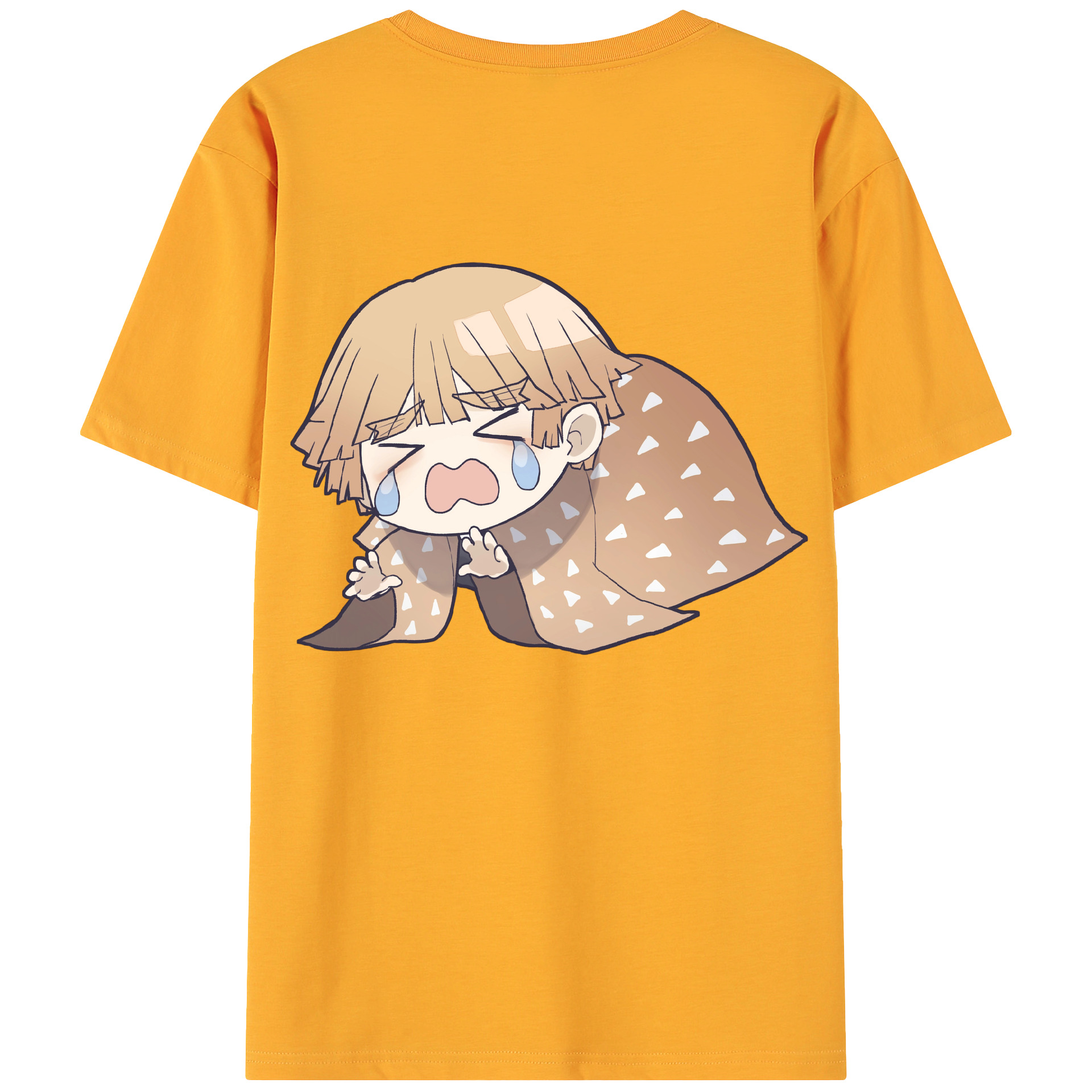 （画像用） 鬼滅の刃（きめつのやいば）我妻 善逸／あがつま ぜんいつ Agatsuma Zenitsu 綿100％ メンズ半袖Tシャツ（バックプリント） 通気性