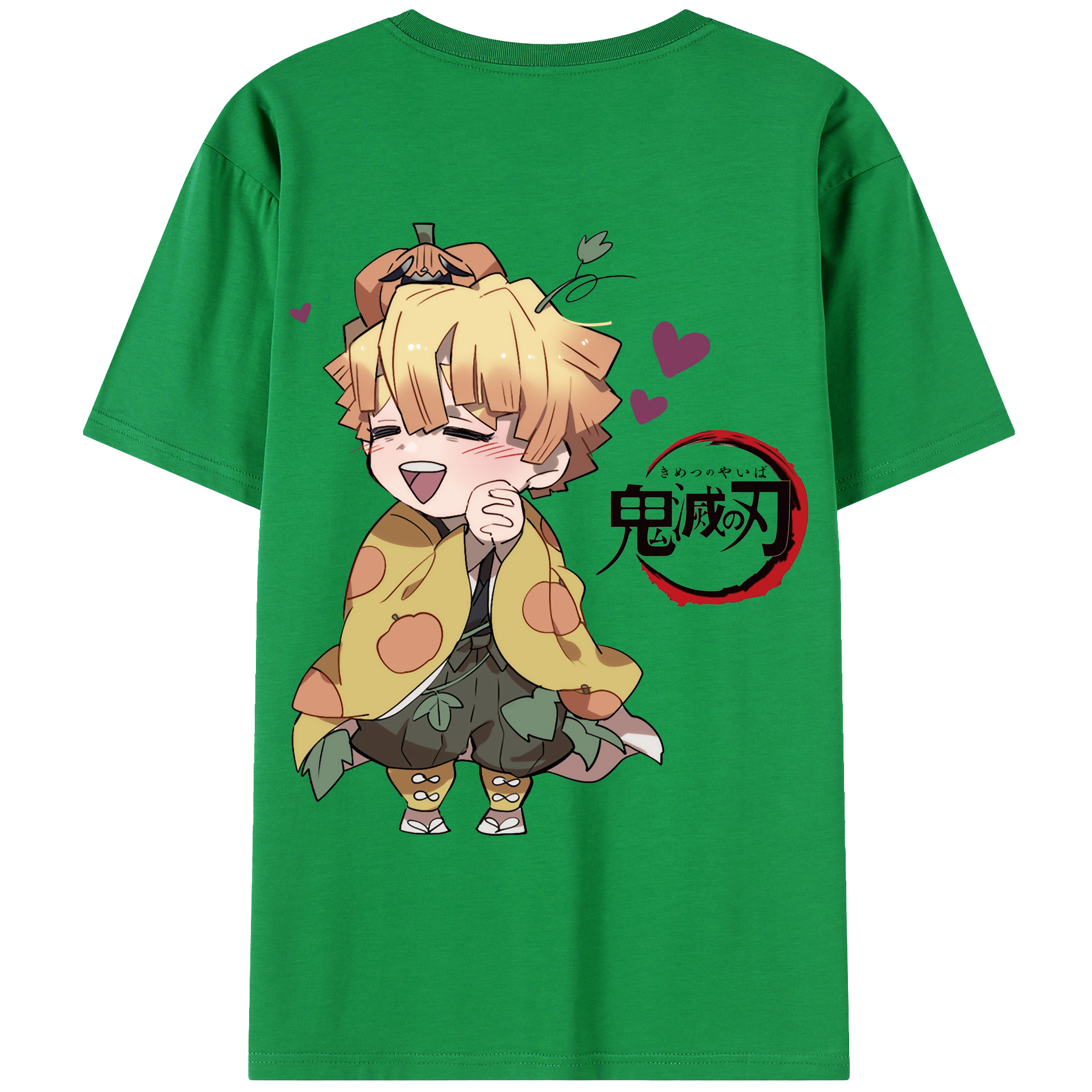 （画像用） 鬼滅の刃（きめつのやいば）我妻 善逸／あがつま ぜんいつ Agatsuma Zenitsu 綿100％ メンズ半袖Tシャツ（バックプリント） 通気性
