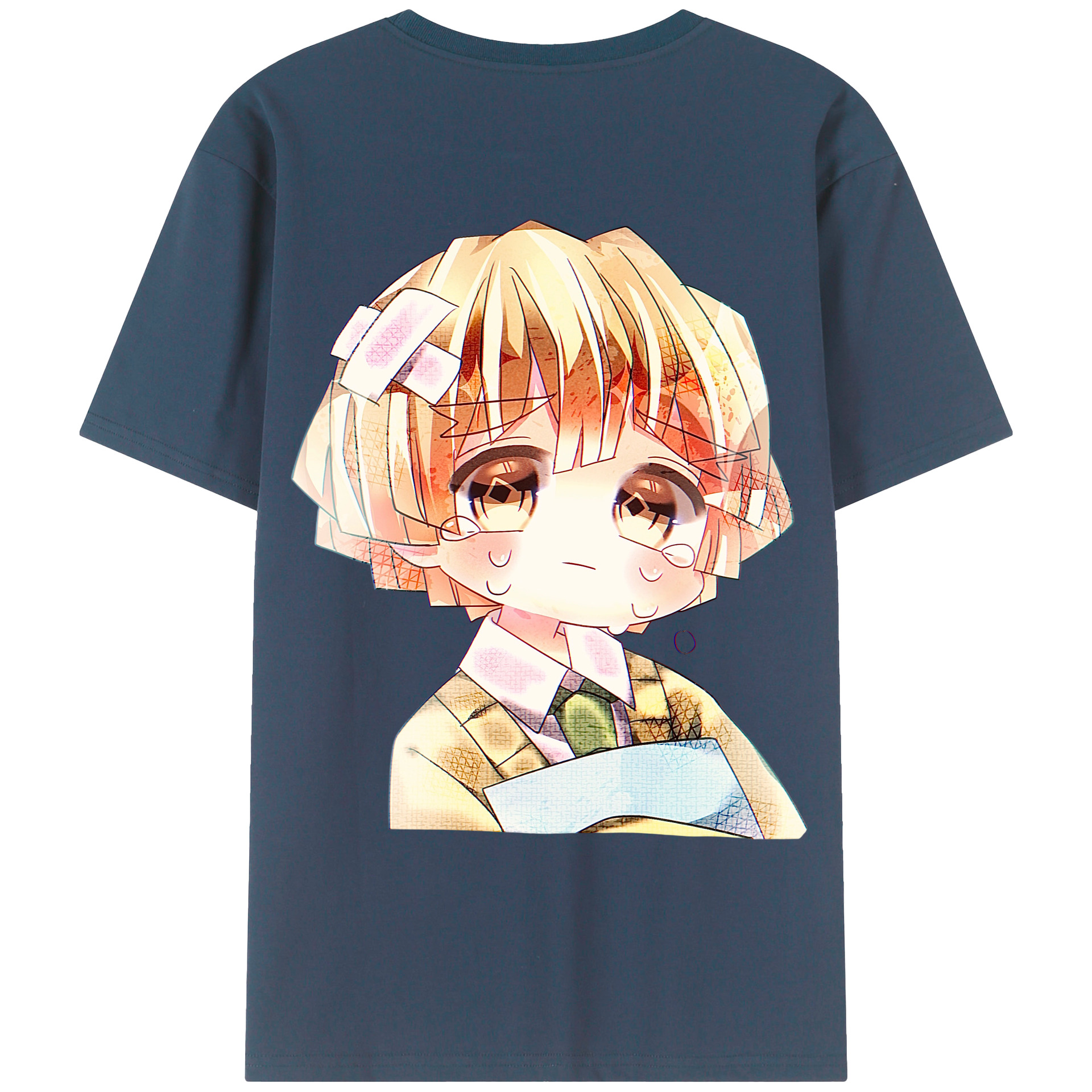 （画像用） 鬼滅の刃（きめつのやいば）我妻 善逸／あがつま ぜんいつ Agatsuma Zenitsu 綿100％ メンズ半袖Tシャツ（バックプリント） 通気性