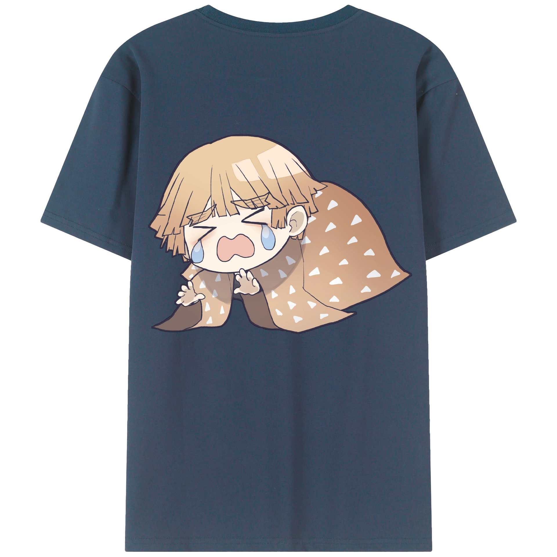 （画像用） 鬼滅の刃（きめつのやいば）我妻 善逸／あがつま ぜんいつ Agatsuma Zenitsu 綿100％ メンズ半袖Tシャツ（バックプリント） 通気性