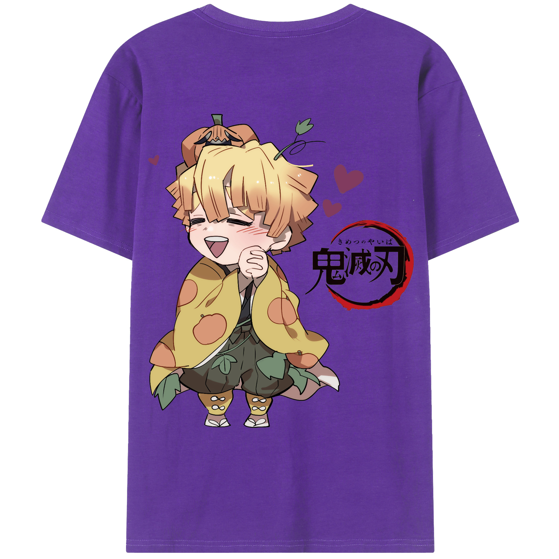（画像用） 鬼滅の刃（きめつのやいば）我妻 善逸／あがつま ぜんいつ Agatsuma Zenitsu 綿100％ メンズ半袖Tシャツ（バックプリント） 通気性