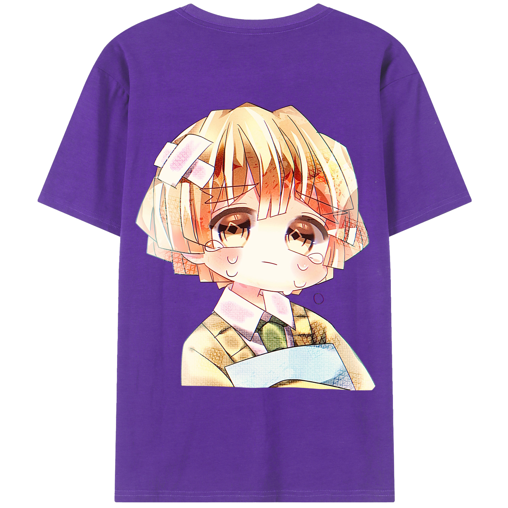 （画像用） 鬼滅の刃（きめつのやいば）我妻 善逸／あがつま ぜんいつ Agatsuma Zenitsu 綿100％ メンズ半袖Tシャツ（バックプリント） 通気性