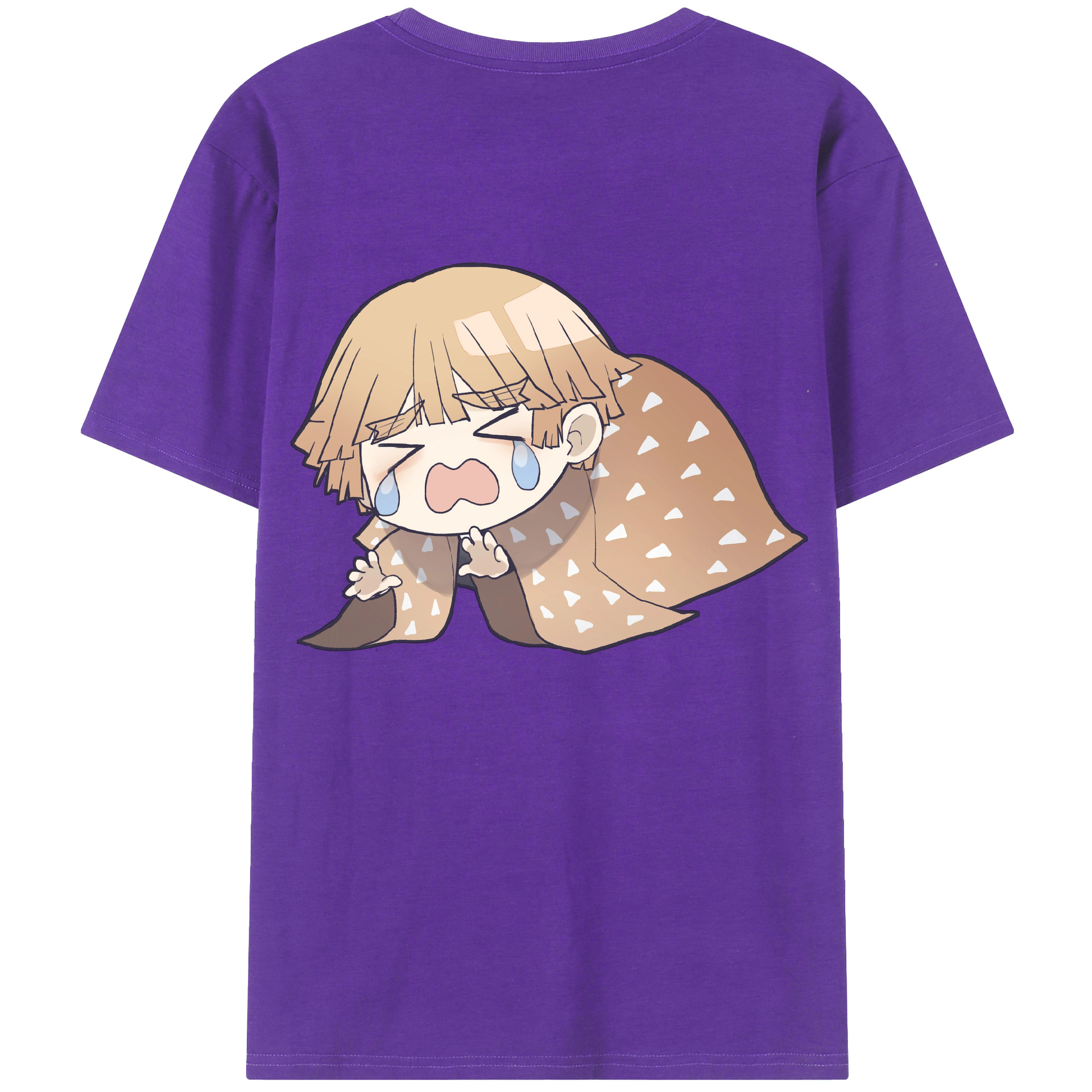 （画像用） 鬼滅の刃（きめつのやいば）我妻 善逸／あがつま ぜんいつ Agatsuma Zenitsu 綿100％ メンズ半袖Tシャツ（バックプリント） 通気性