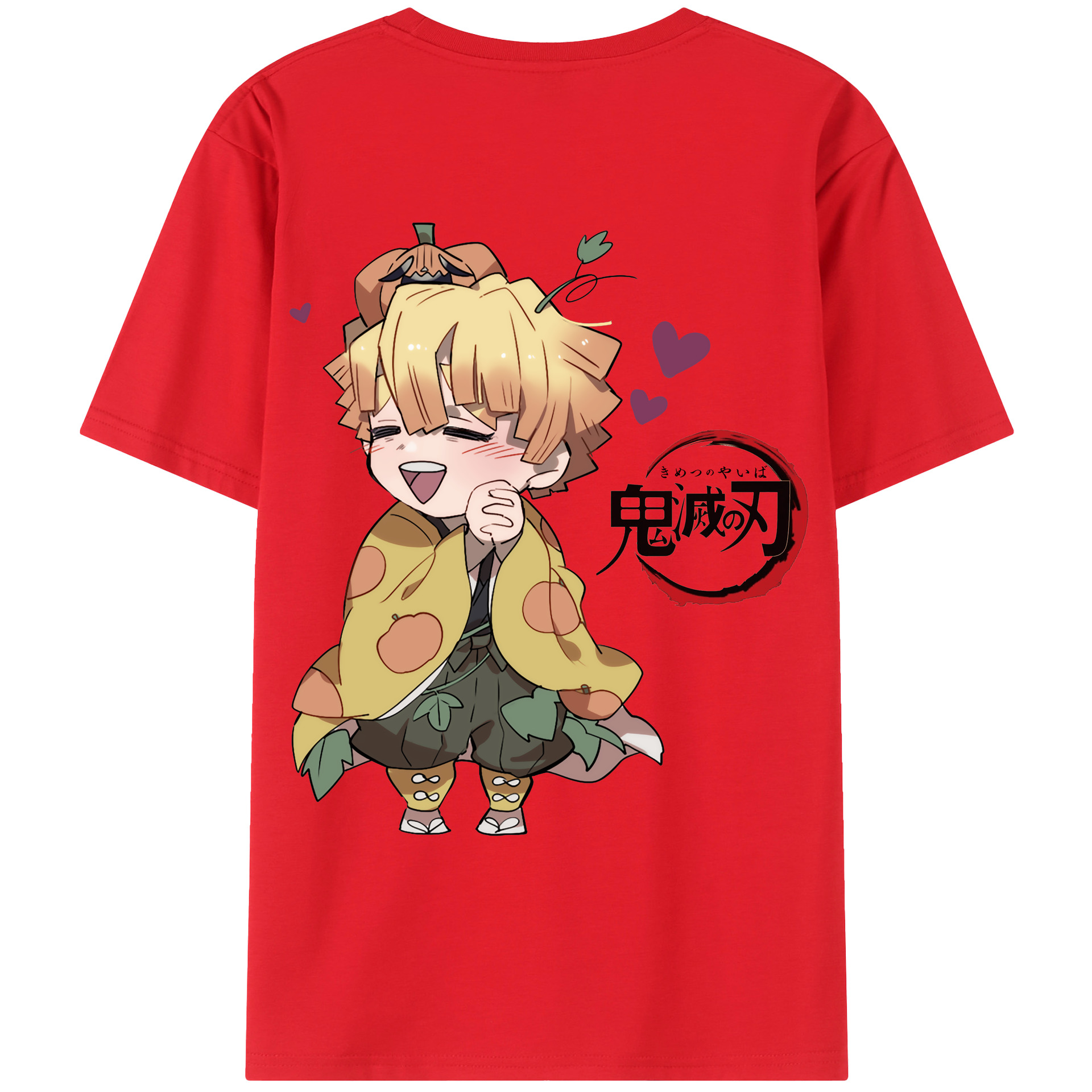 （画像用） 鬼滅の刃（きめつのやいば）我妻 善逸／あがつま ぜんいつ Agatsuma Zenitsu 綿100％ メンズ半袖Tシャツ（バックプリント） 通気性