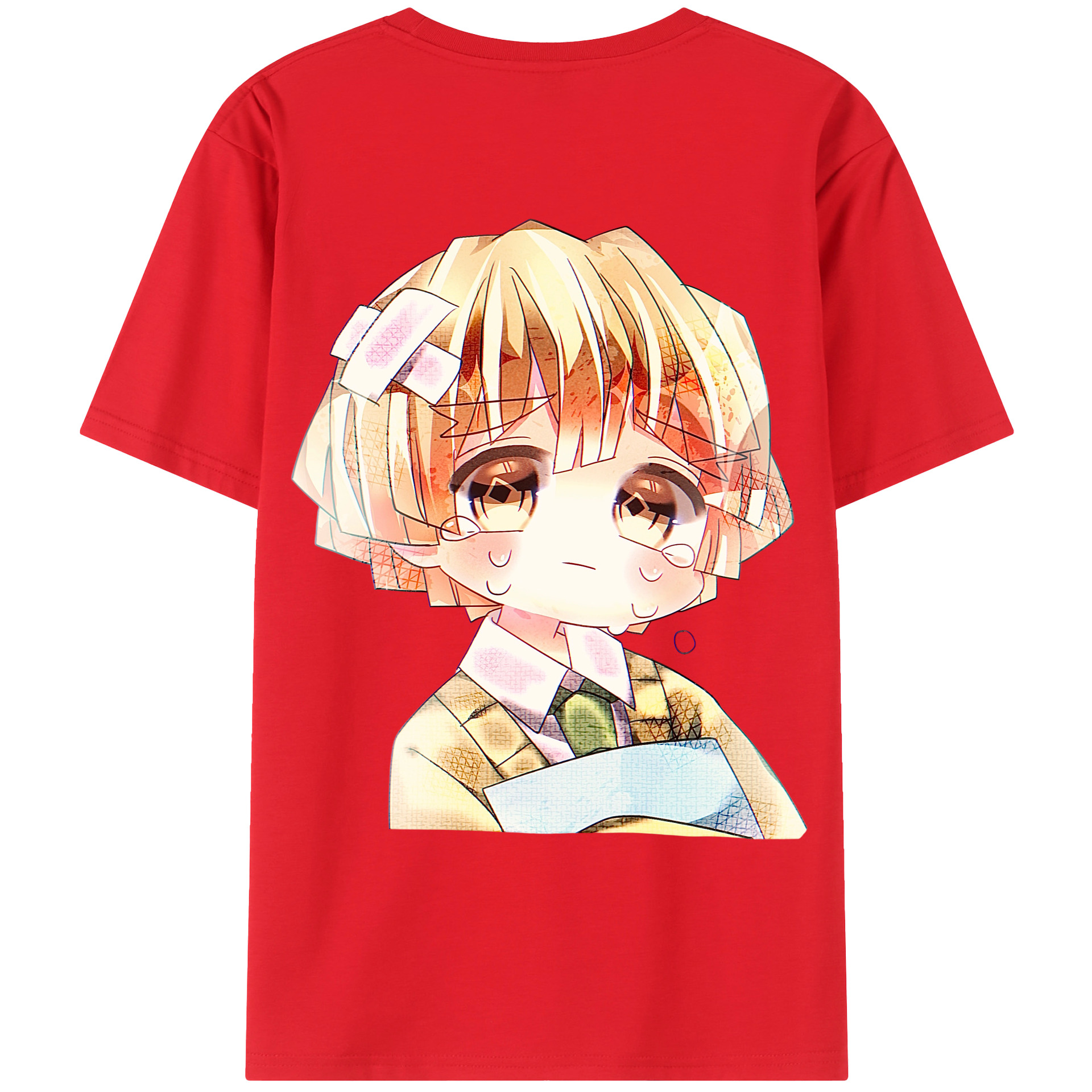 （画像用） 鬼滅の刃（きめつのやいば）我妻 善逸／あがつま ぜんいつ Agatsuma Zenitsu 綿100％ メンズ半袖Tシャツ（バックプリント） 通気性