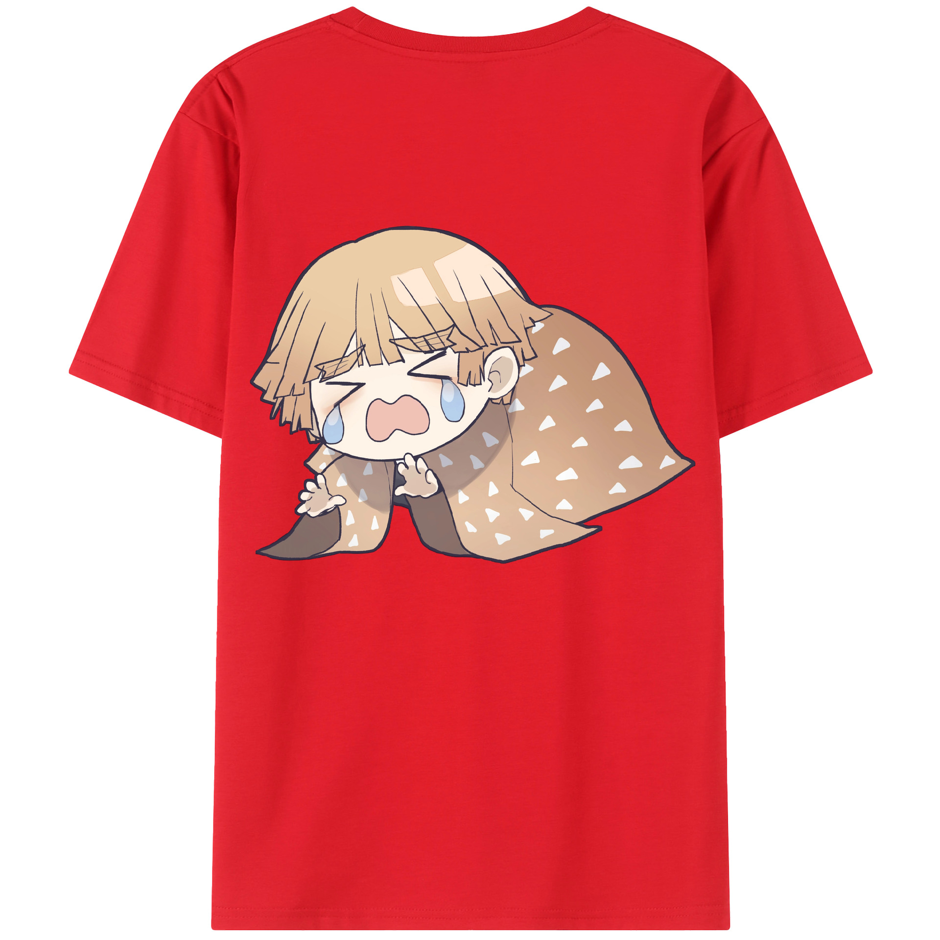 （画像用） 鬼滅の刃（きめつのやいば）我妻 善逸／あがつま ぜんいつ Agatsuma Zenitsu 綿100％ メンズ半袖Tシャツ（バックプリント） 通気性