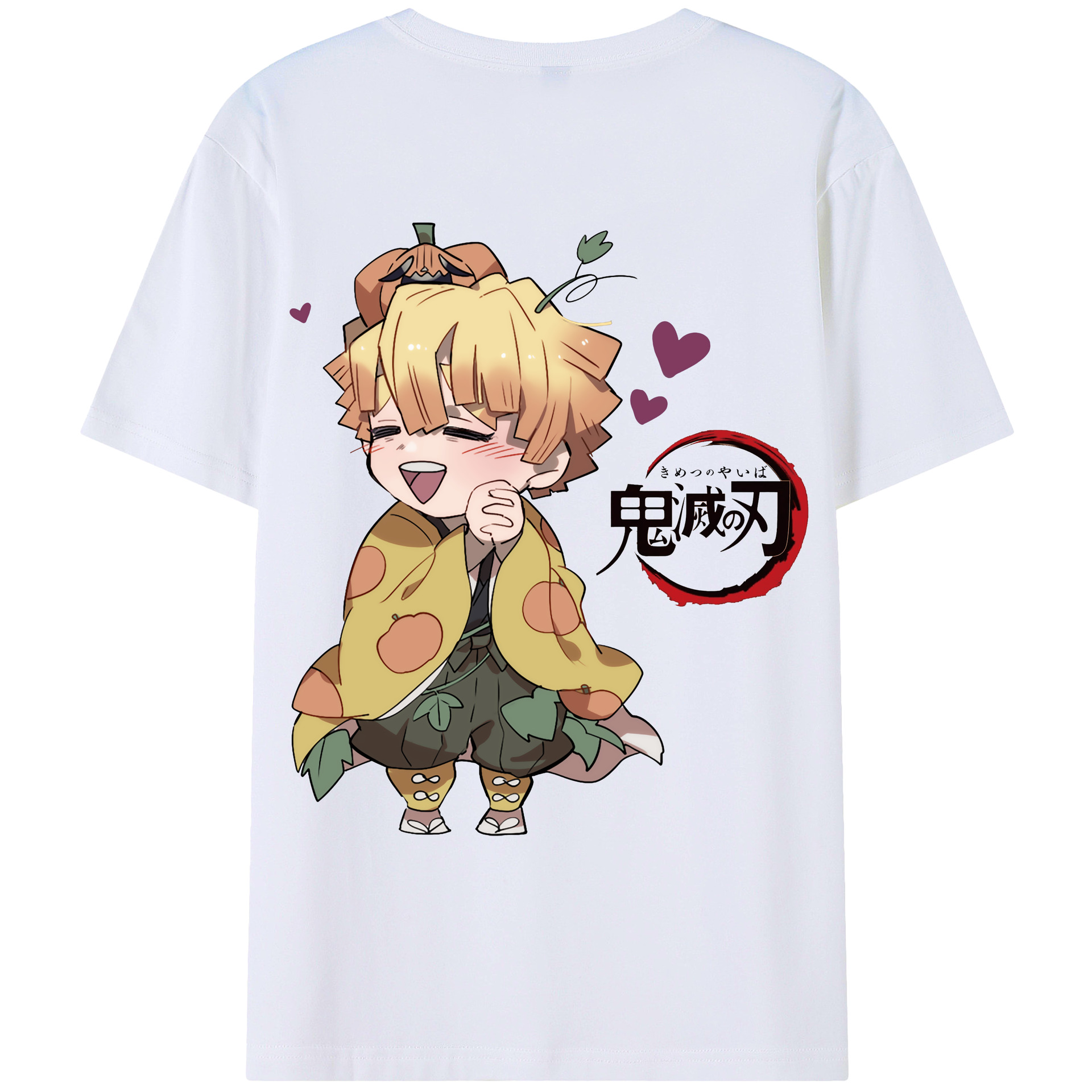 （画像用） 鬼滅の刃（きめつのやいば）我妻 善逸／あがつま ぜんいつ Agatsuma Zenitsu 綿100％ メンズ半袖Tシャツ（バックプリント） 通気性