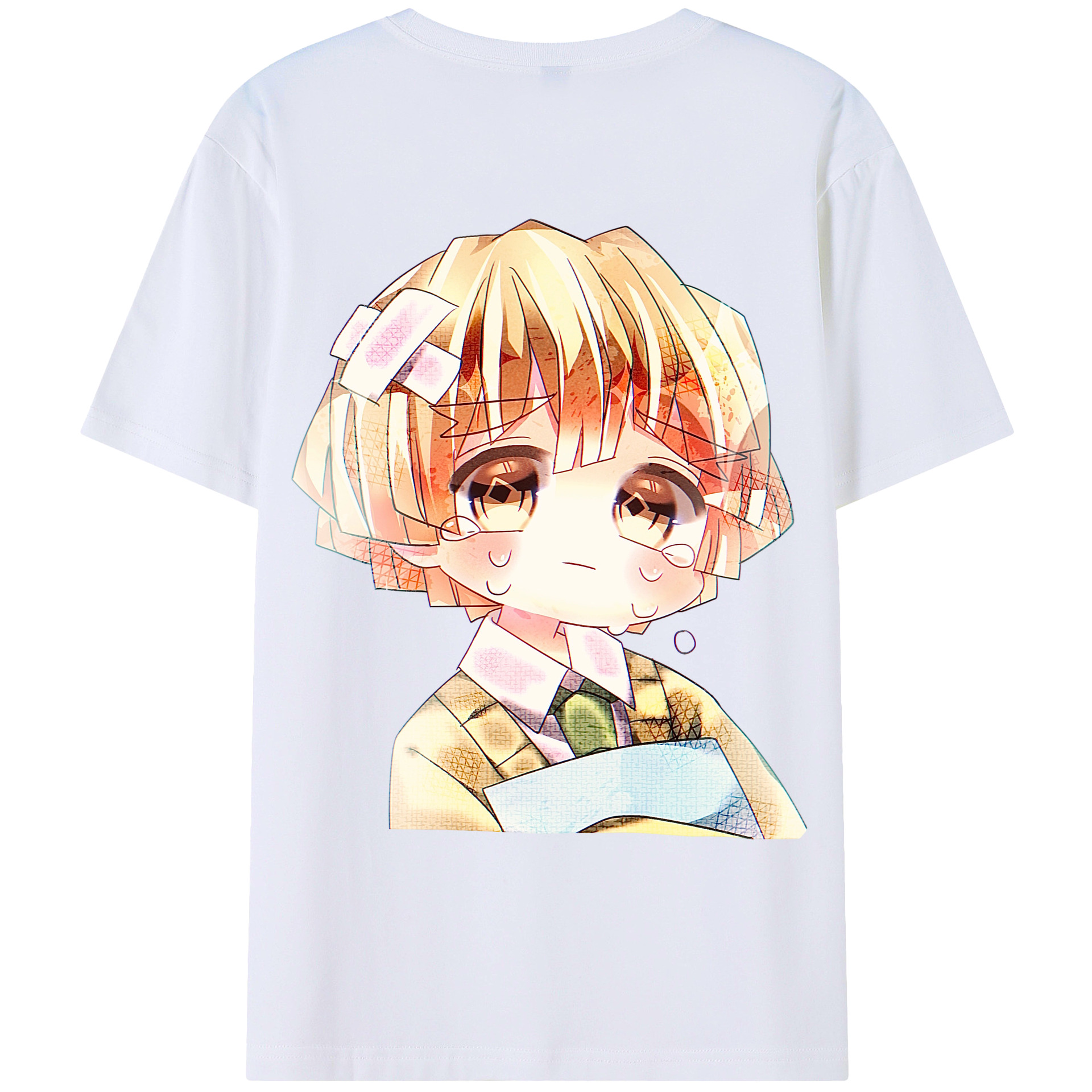 （画像用） 鬼滅の刃（きめつのやいば）我妻 善逸／あがつま ぜんいつ Agatsuma Zenitsu 綿100％ メンズ半袖Tシャツ（バックプリント） 通気性
